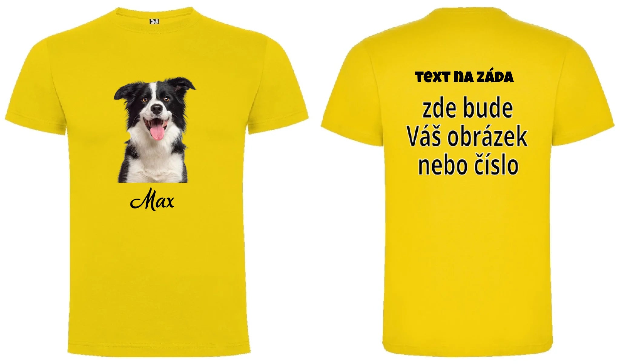CHLAPECKÉ TRIČKO s potiskem PORTRÉT ZVÍŘETE (vložíte fotku, odstraní se pozadí, doplníte jméno) oboustranný potisk chlapecké DOGO Žlutá
