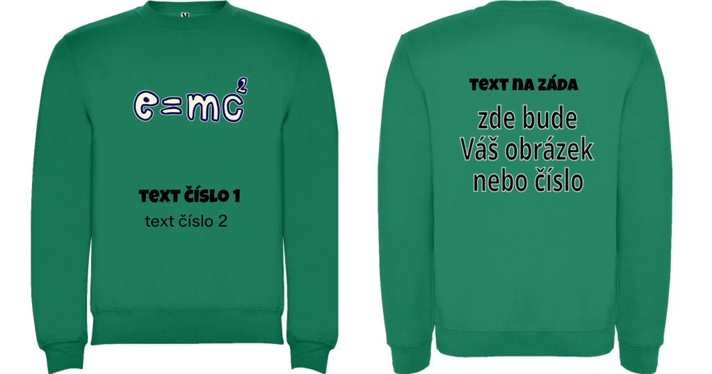 MIKINA BEZ KAPUCE UNISEX s motivem UČITEL (výběr z 10+ obrázků, možnost doplnit vlastní texty)