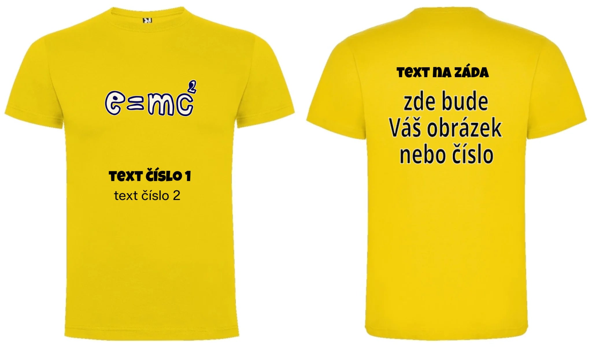 PÁNSKÉ TRIČKO s motivem UČITEL (výběr z 10+ obrázků, možnost doplnit vlastní texty) oboustranný potisk pánské DOGO Žlutá