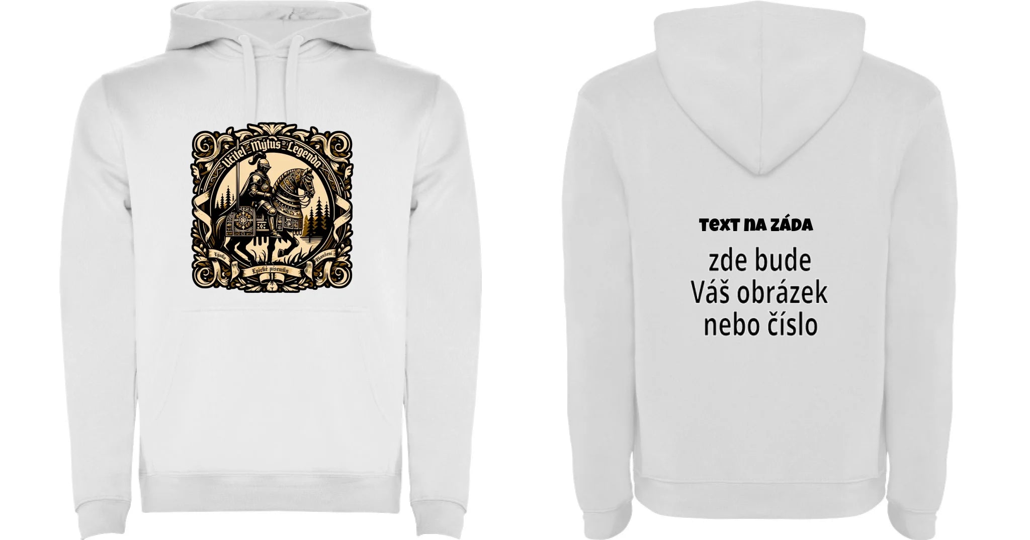 MIKINA S KAPUCÍ s motivem UČITEL (výběr z 20+ potisků) oboustranný potisk pánská mikina URBAN Bílá