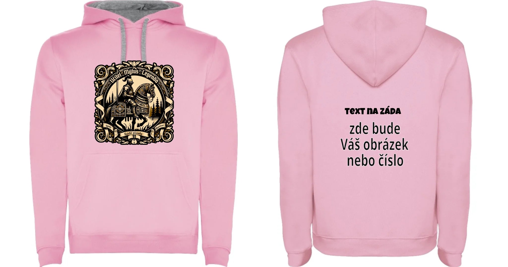 MIKINA S KAPUCÍ s motivem UČITEL (výběr z 20+ potisků) oboustranný potisk pánská mikina URBAN Růžová