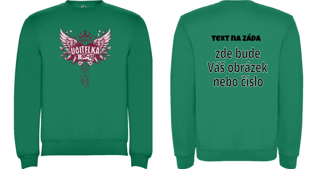 MIKINA BEZ KAPUCE s motivem UČITELKA (výběr z 17+ potisků)