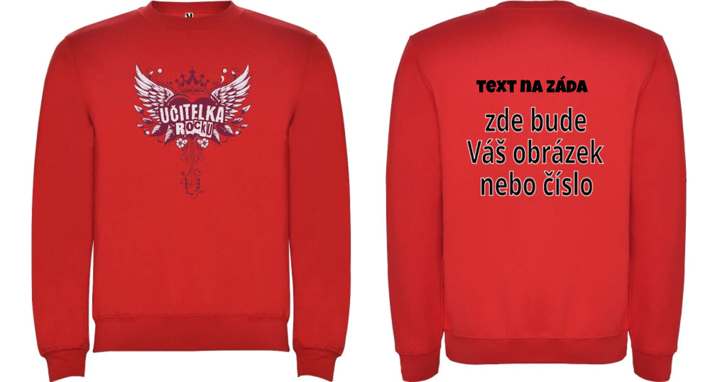 MIKINA BEZ KAPUCE s motivem UČITELKA (výběr z 17+ potisků)