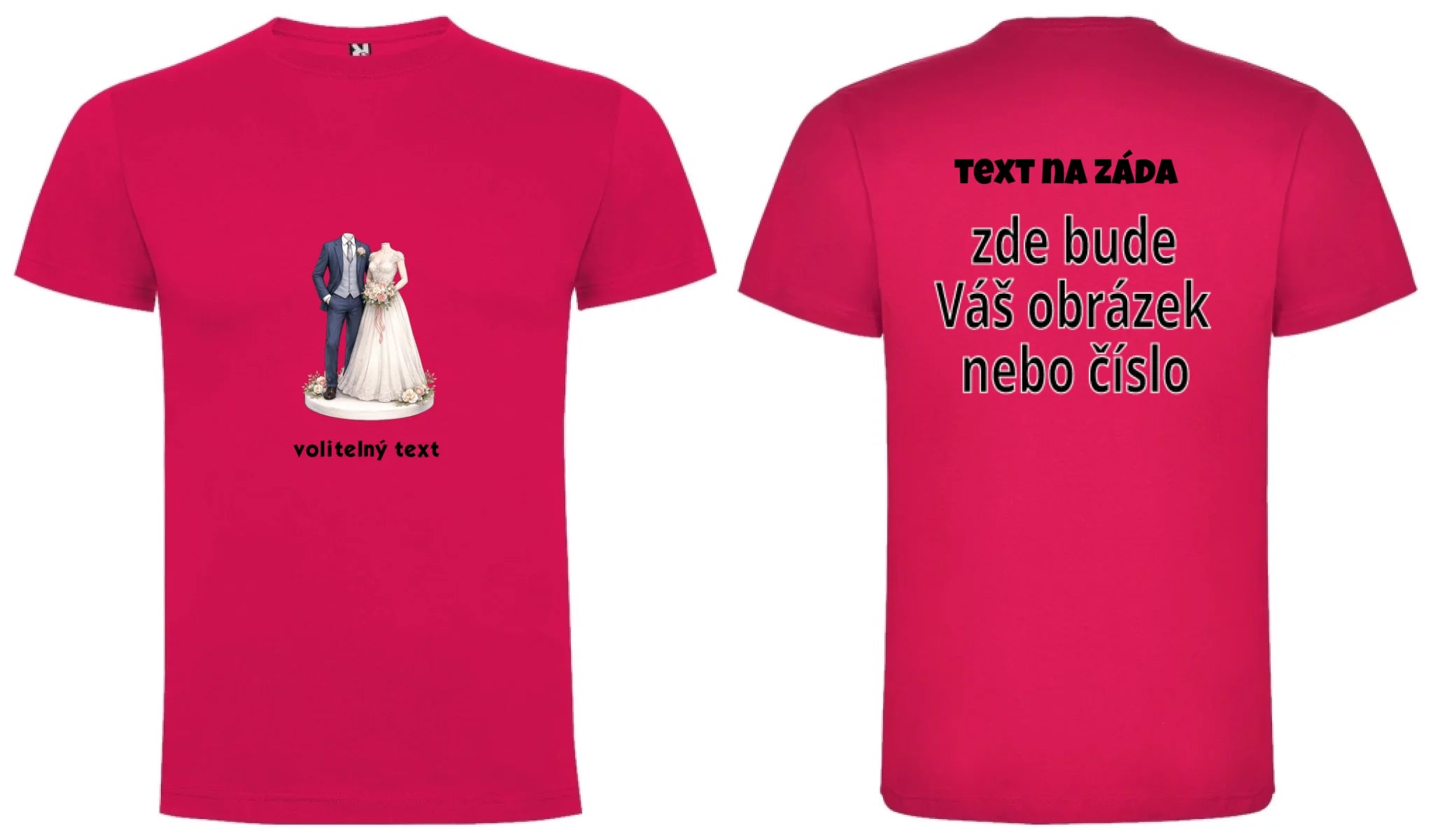 PÁNSKÉ TRIČKO s motivem NOVOMANŽELÉ (vložíte foto) oboustranný potisk pánské DOGO Růže