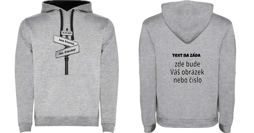 PÁNSKÁ MIKINA S KAPUCÍ s motivem OD TOHO DNE JSME SPOLU (doplníte datum a jména)