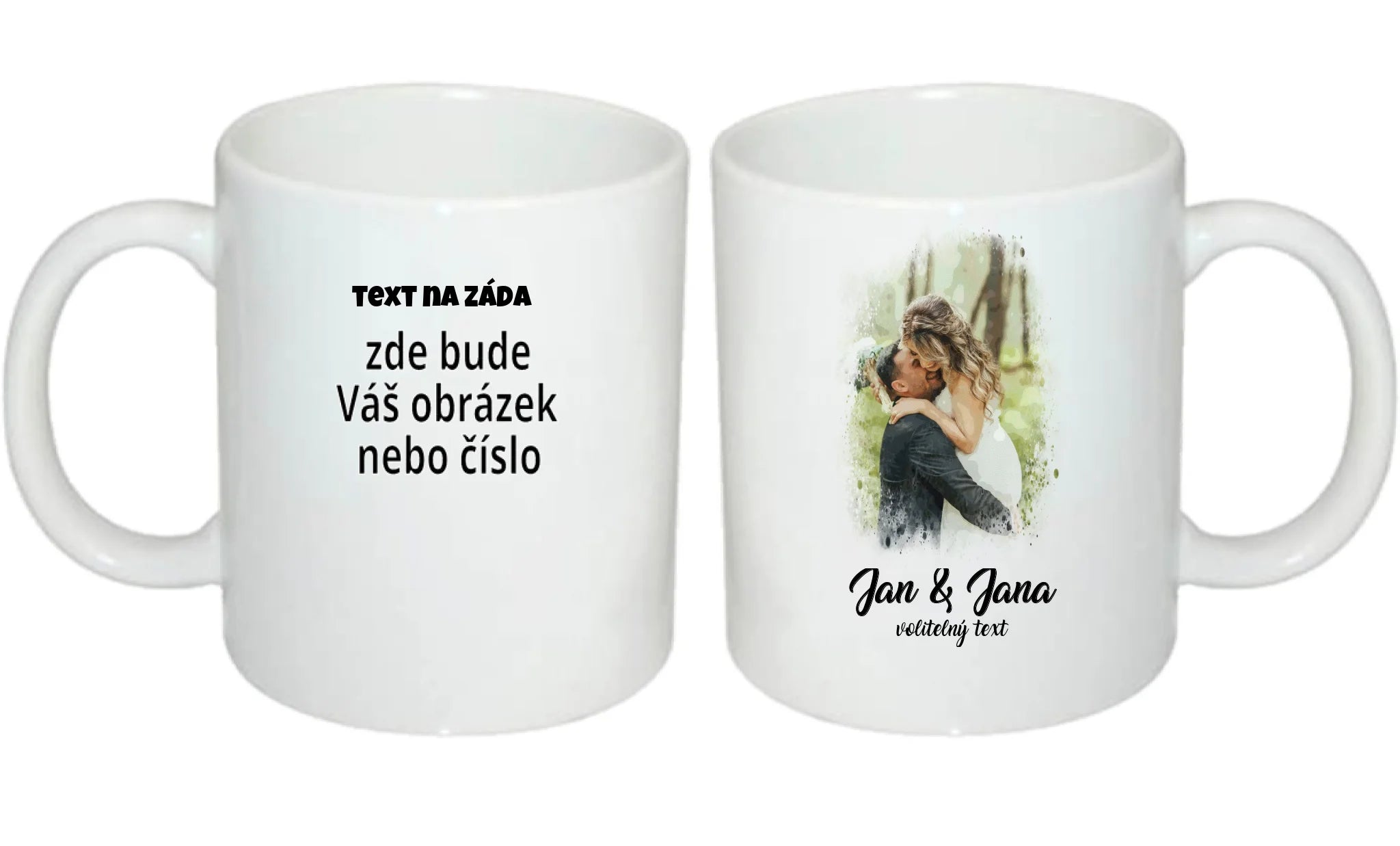 HRNÍČEK s motivem SVATBA (vložíte foto a texty) oboustranný potisk hrníček Bílý 330 ml