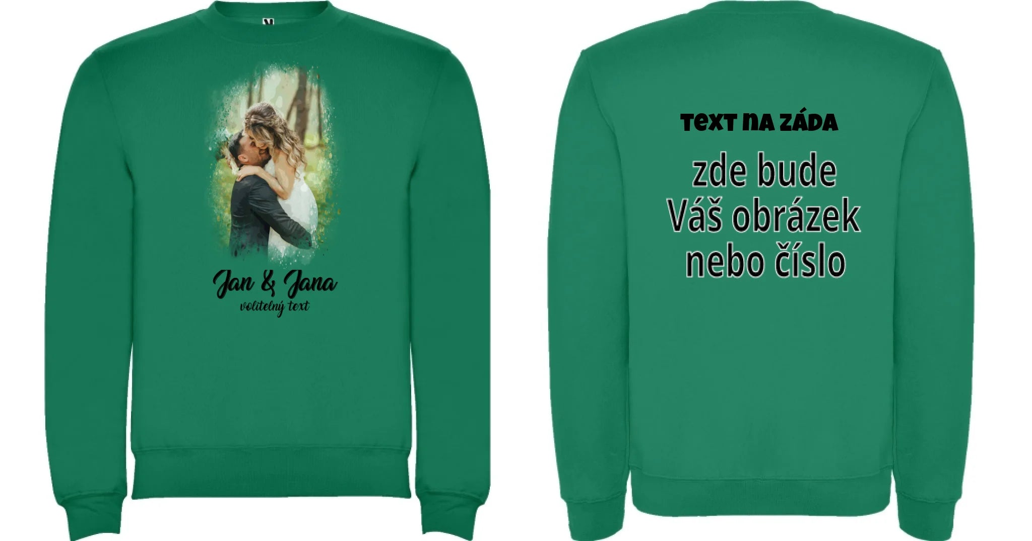 MIKINA BEZ KAPUCE UNISEX s motivem SVATBA (vložíte foto a texty)