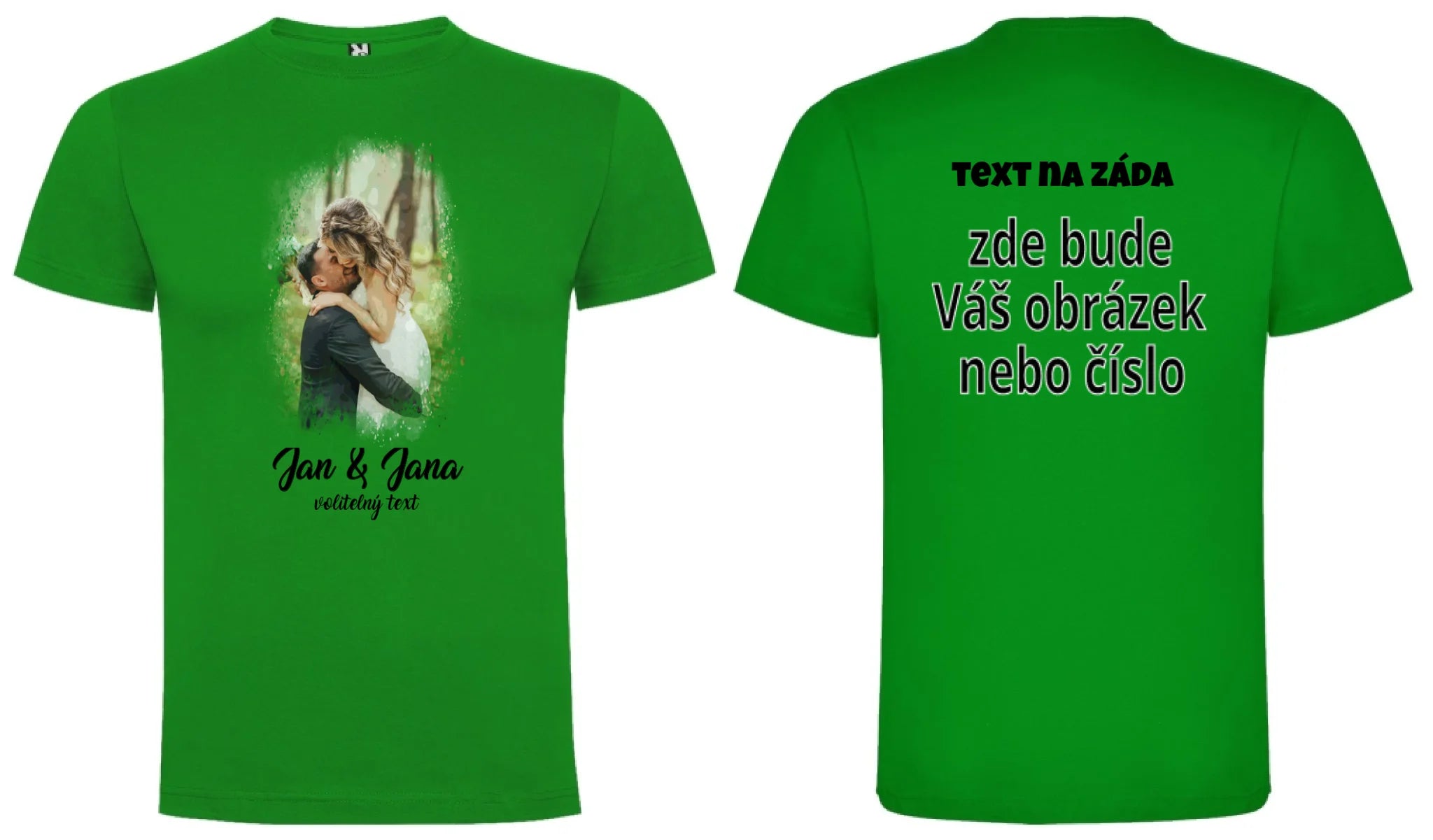 PÁNSKÉ TRIČKO s motivem SVATBA (vložíte foto a texty) oboustranný potisk pánské DOGO Zelená