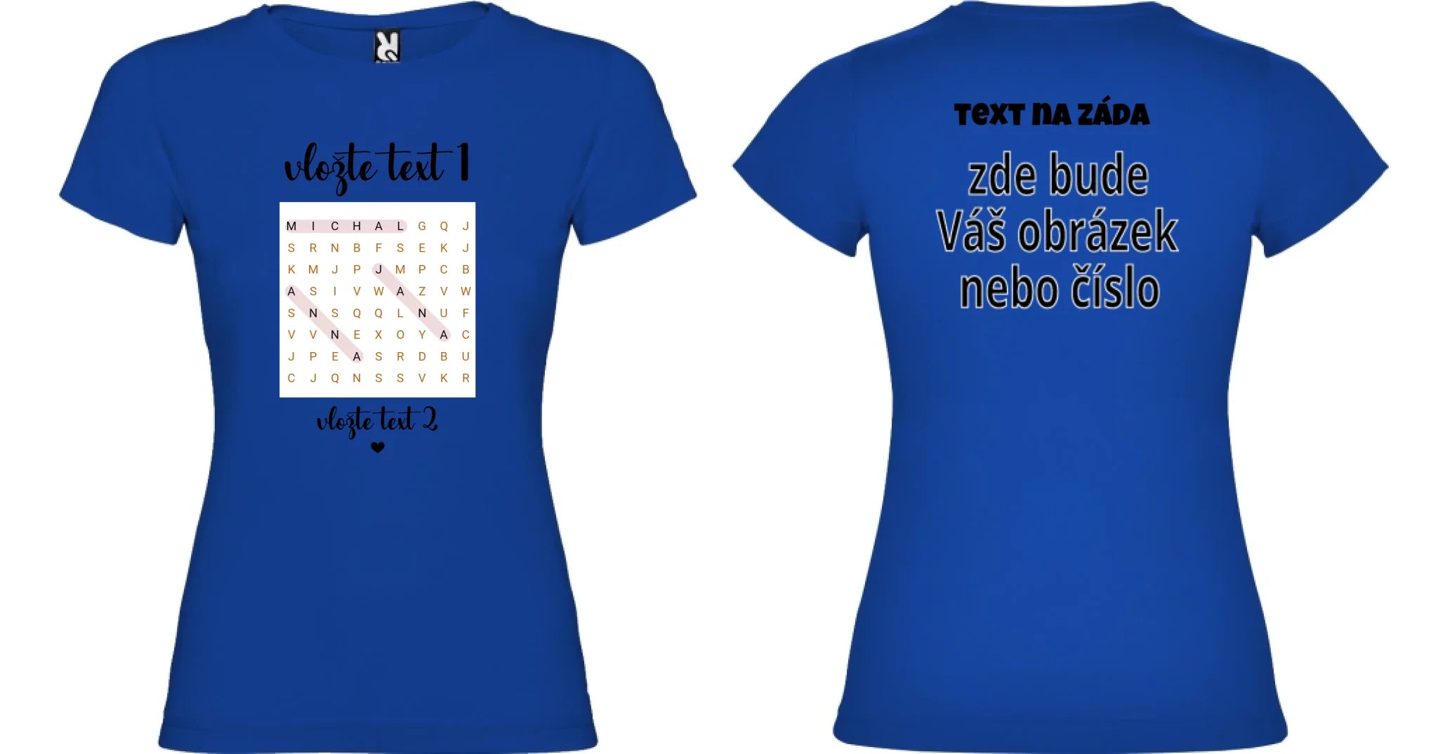 DÍVĆÍ TRIČKO s motivem OSMISMĚRKA (vložíte jména a další texty)