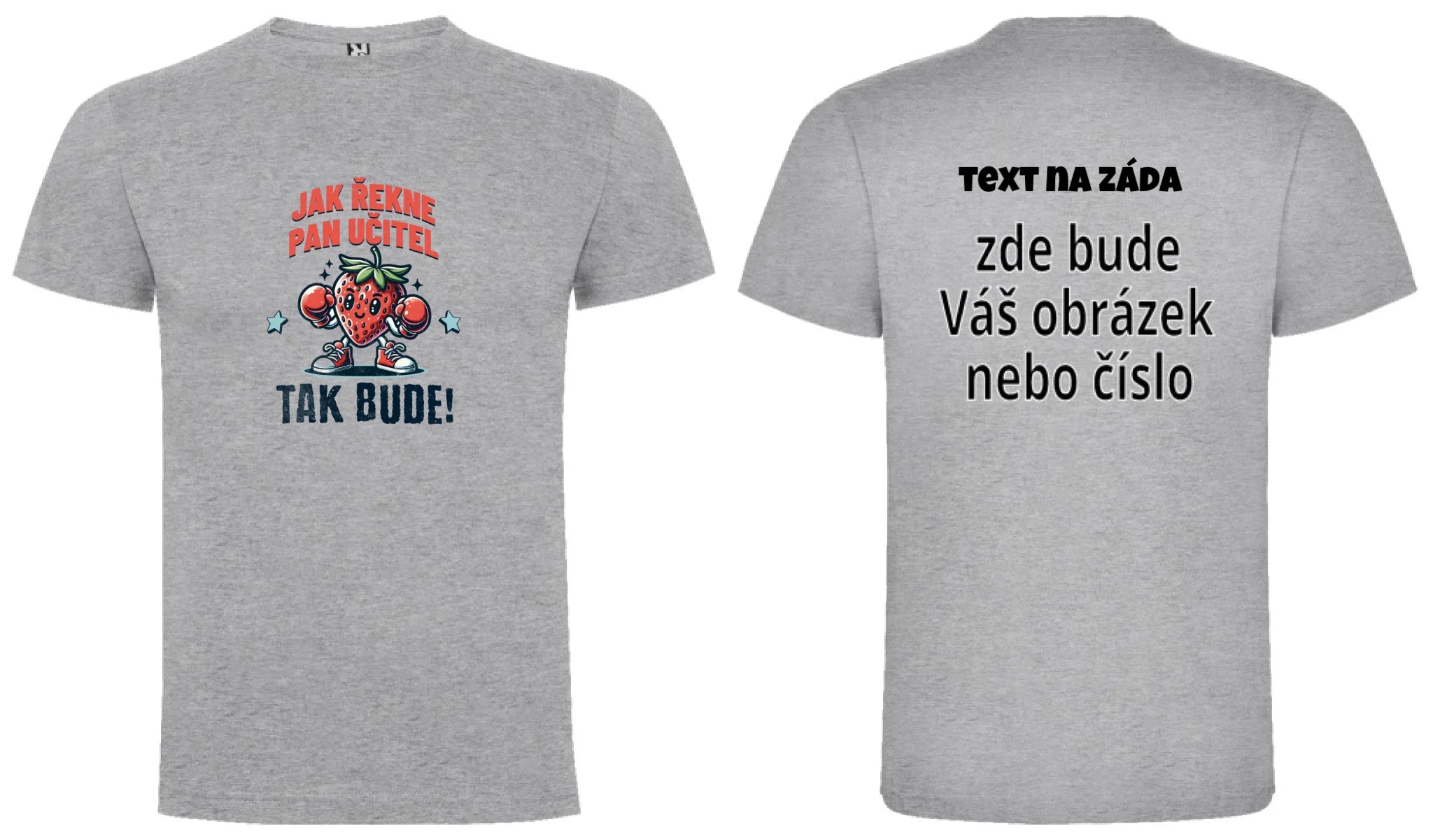 PÁNSKÉ TRIČKO s motivem UČITEL (výběr z 20+ potisků) oboustranný potisk pánské DOGO Melír