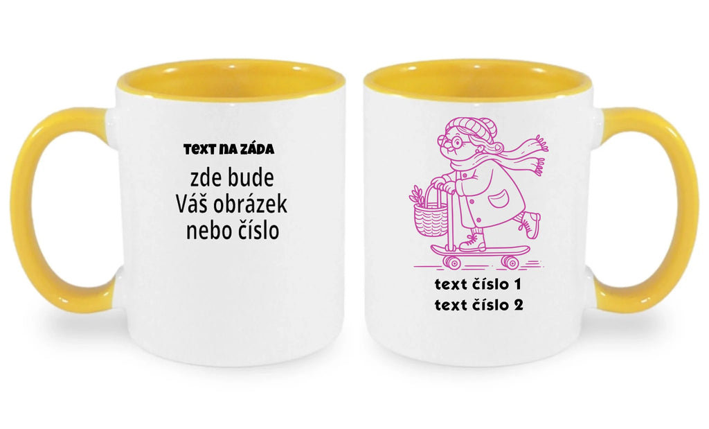 HRNÍČEK s motivem BABIČKA (výběr z 10+ obrázků, možnost doplnit vlastní texty)