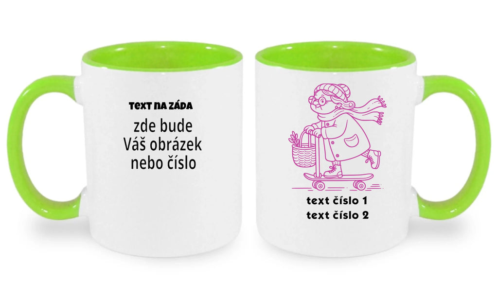 HRNÍČEK s motivem BABIČKA (výběr z 10+ obrázků, možnost doplnit vlastní texty)