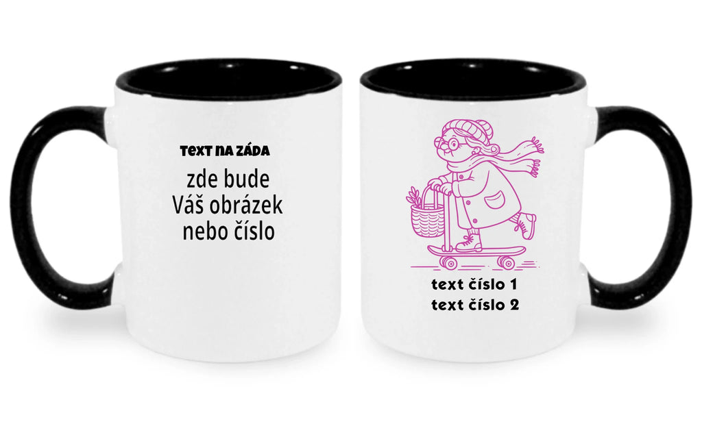 HRNÍČEK s motivem BABIČKA (výběr z 10+ obrázků, možnost doplnit vlastní texty)