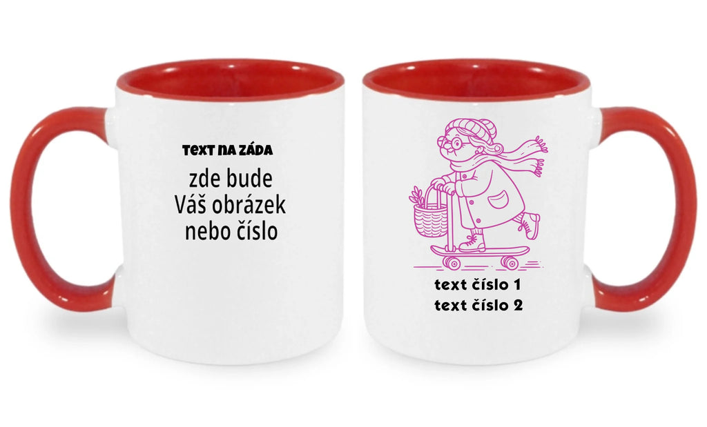 HRNÍČEK s motivem BABIČKA (výběr z 10+ obrázků, možnost doplnit vlastní texty)