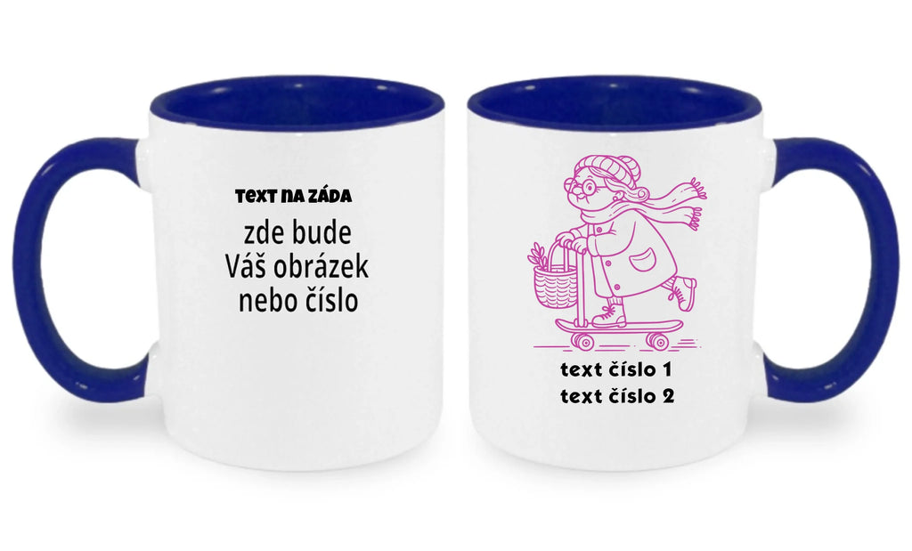 HRNÍČEK s motivem BABIČKA (výběr z 10+ obrázků, možnost doplnit vlastní texty)