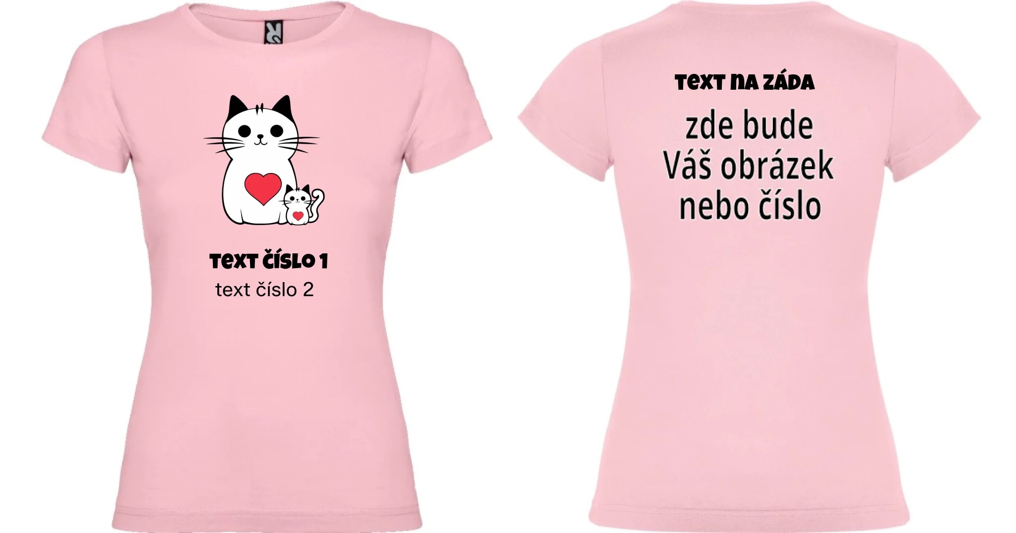 DÁMSKÉ TRIČKO s motivem NEJ MÁMA (výběr z 10+ obrázků, možnost doplnit vlastní texty) oboustranný potisk dámské jamaica Světle růžová