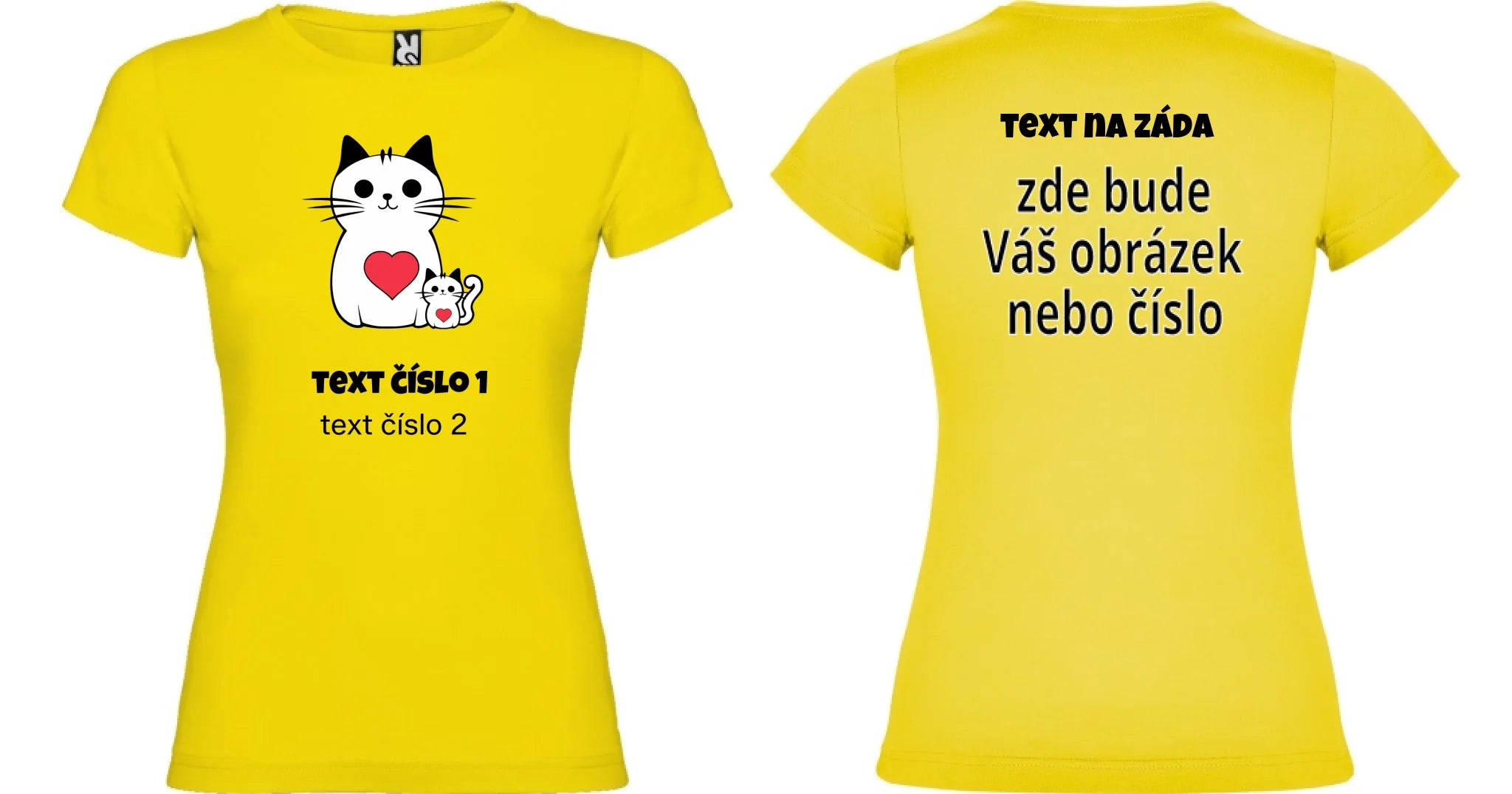 DÁMSKÉ TRIČKO s motivem NEJ MÁMA (výběr z 10+ obrázků, možnost doplnit vlastní texty) oboustranný potisk dámské jamaica Žlutá