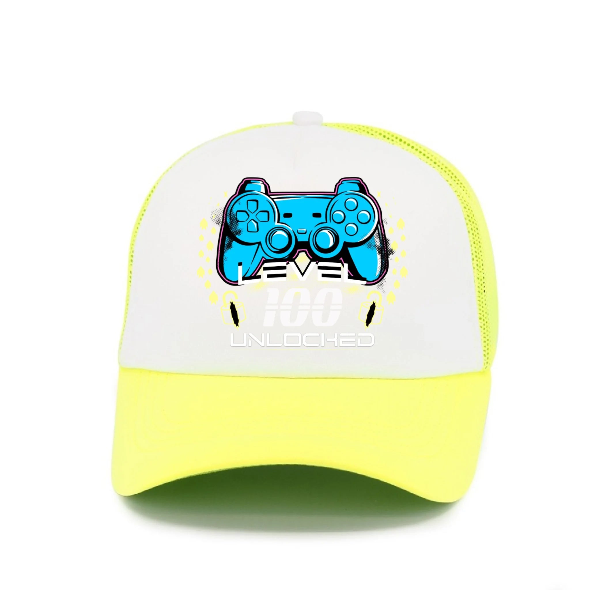 KŠILTOVKA s motivem NAROZENINY LEVEL UNLOCKED (vložíte věk) Kšiltovka TRUCKER neon žlutá 58