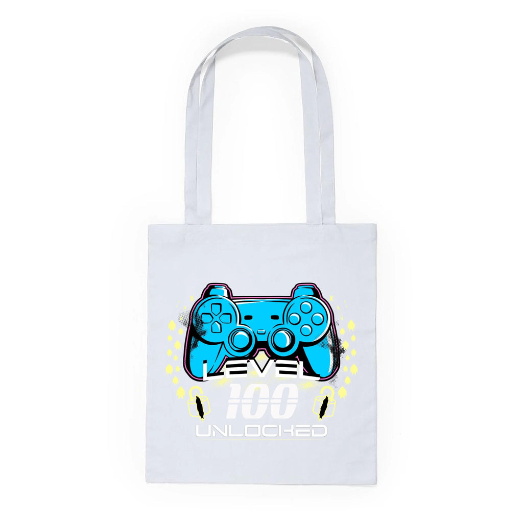BATOH nebo TAŠKA s motivem NAROZENINY LEVEL UNLOCKED (vložíte věk) Plátěná taška KNOLL bílá 36x40