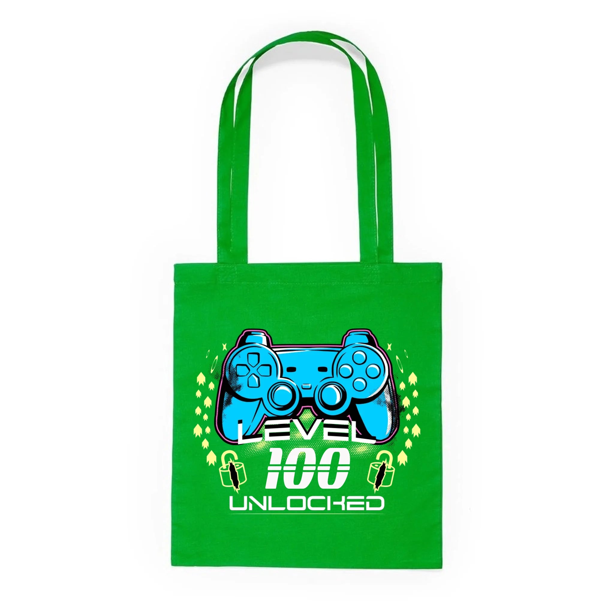 BATOH nebo TAŠKA s motivem NAROZENINY LEVEL UNLOCKED (vložíte věk) Plátěná taška KNOLL zelená 36x40