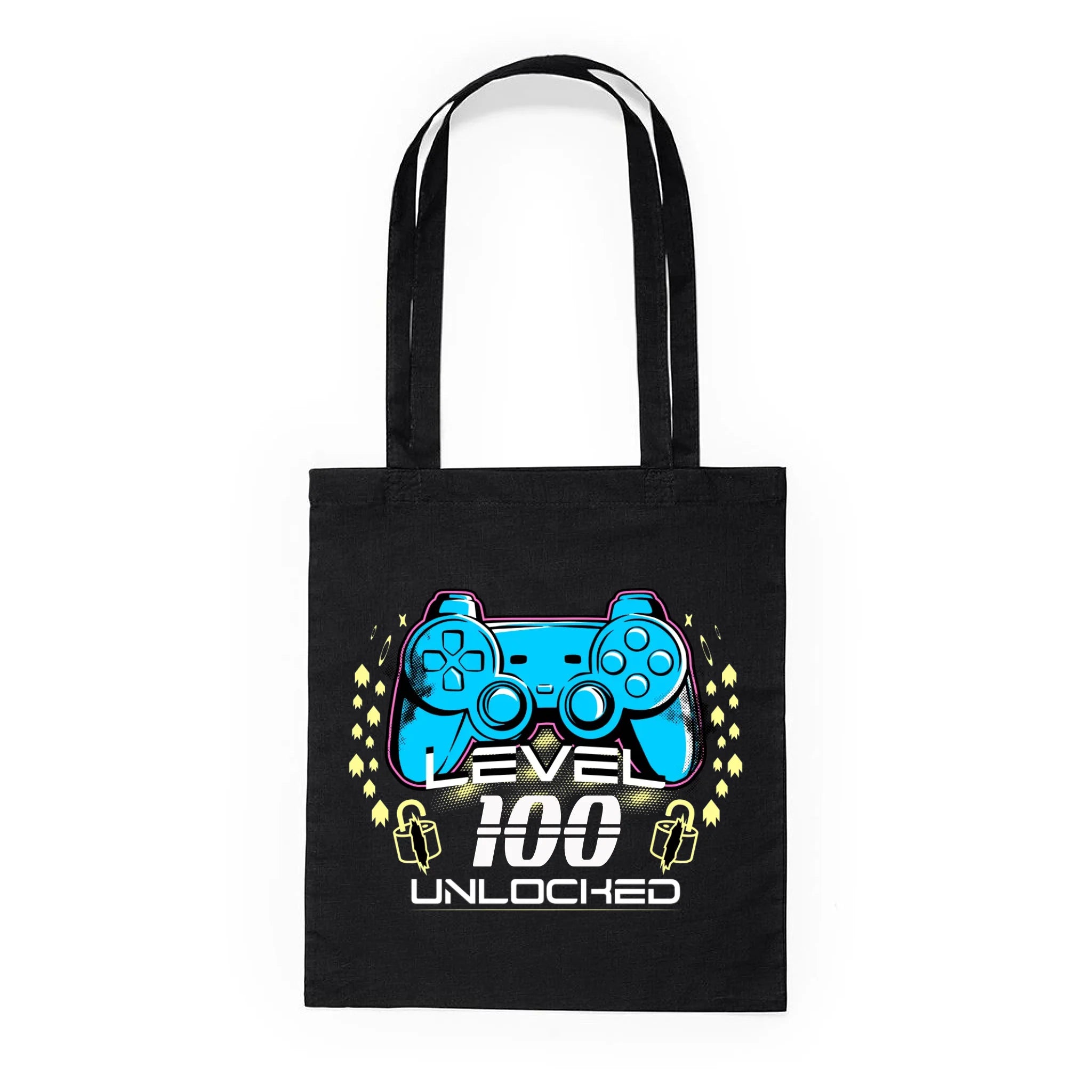 BATOH nebo TAŠKA s motivem NAROZENINY LEVEL UNLOCKED (vložíte věk) Plátěná taška KNOLL černá 36x40