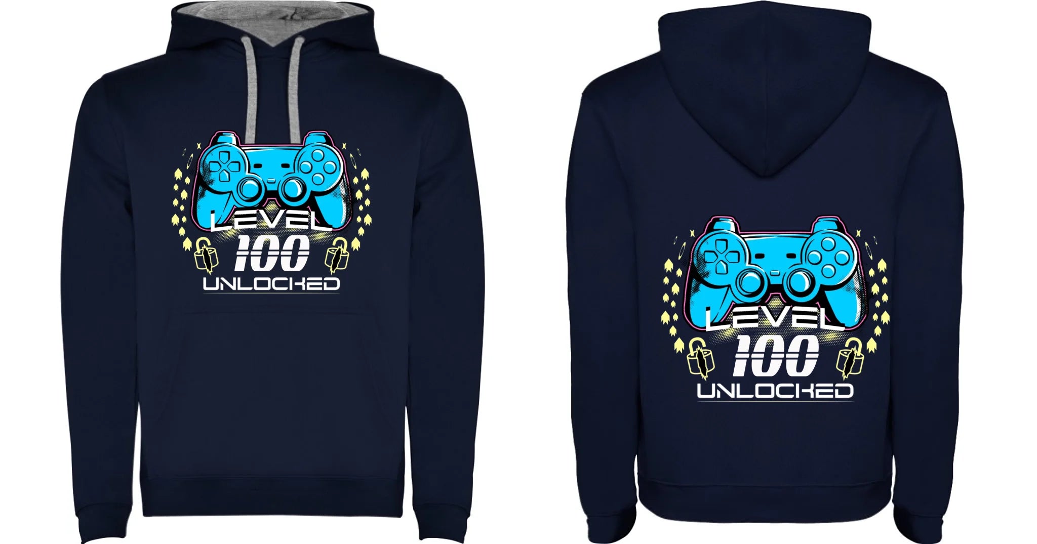 DĚTSKÁ MIKINA S KAPUCÍ s motivem NAROZENINY LEVEL UNLOCKED (vložíte věk)