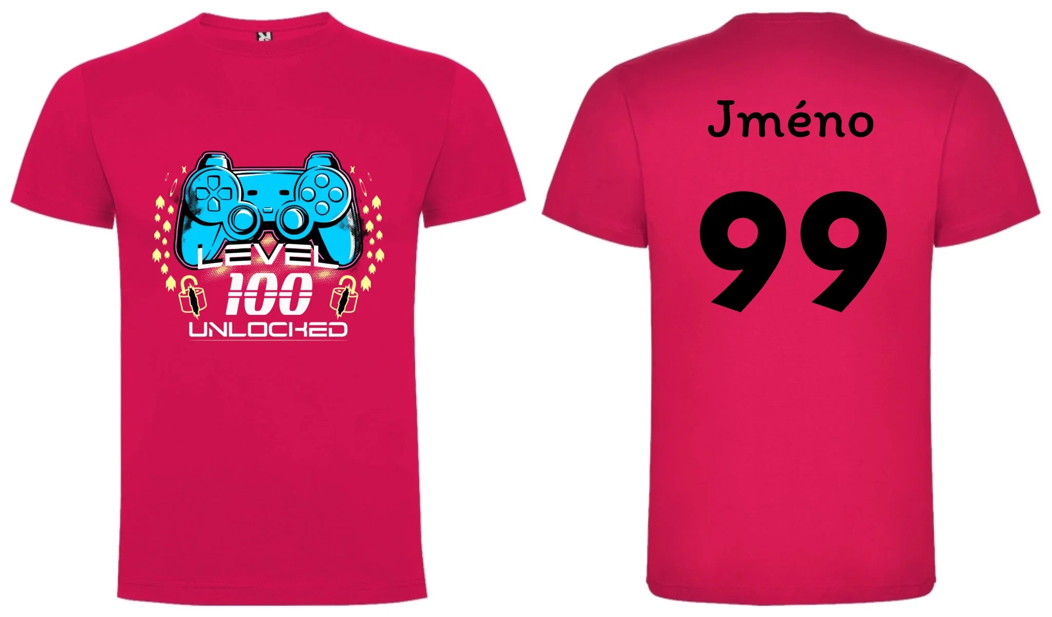 CHLAPECKÉ TRIČKO s motivem NAROZENINY LEVEL UNLOCKED (vložíte věk) oboustranný potisk chlapecké DOGO Růže