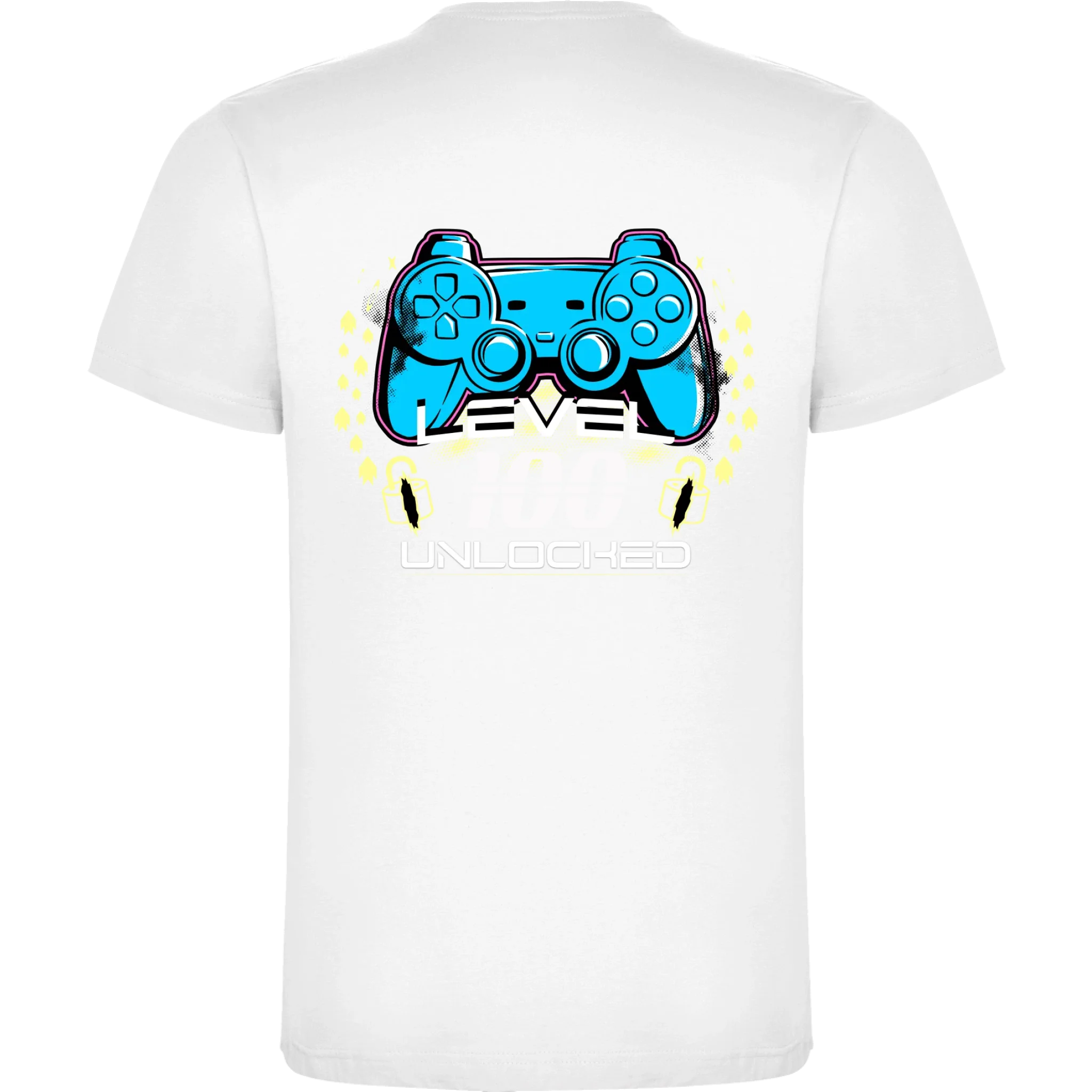 PÁNSKÉ TRIČKO s motivem NAROZENINY LEVEL UNLOCKED (vložíte věk) potisk jen na záda pánské DOGO Bílá