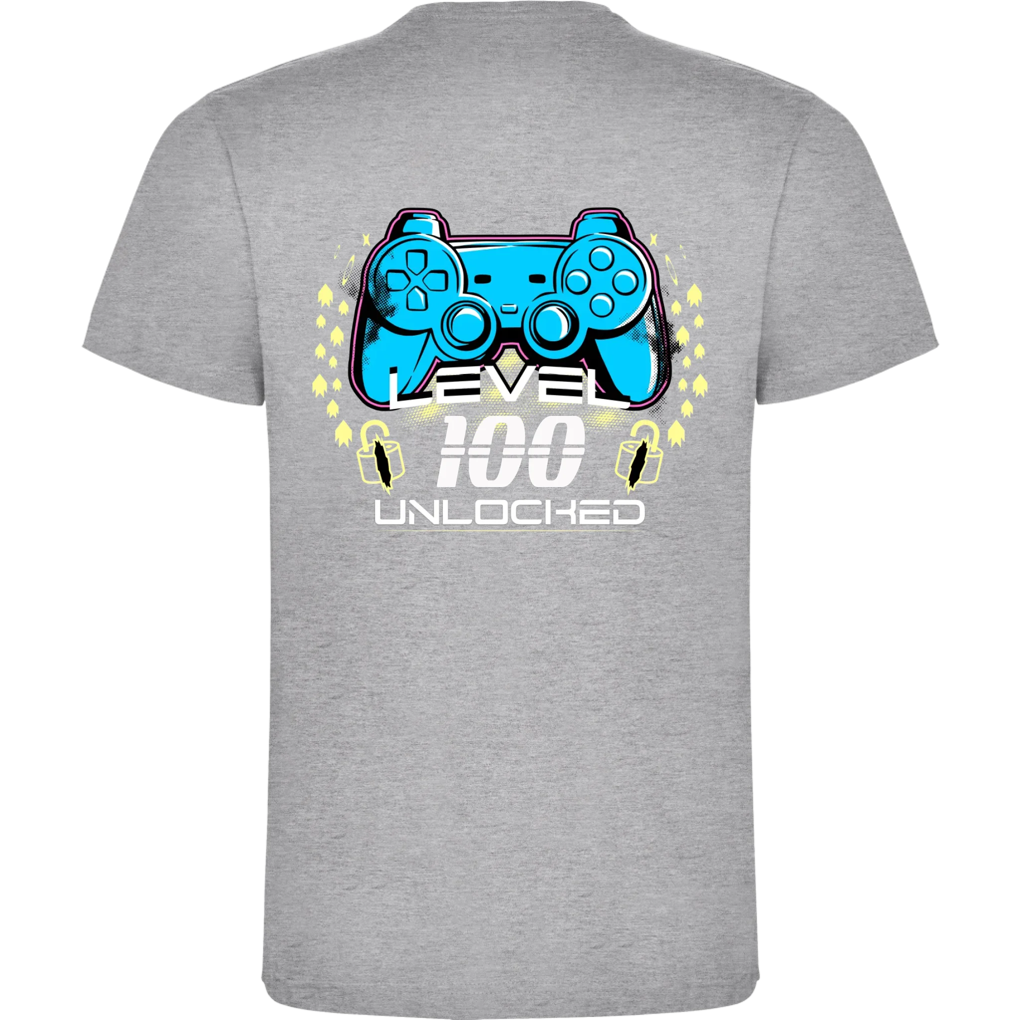 PÁNSKÉ TRIČKO s motivem NAROZENINY LEVEL UNLOCKED (vložíte věk) potisk jen na záda pánské DOGO Melír