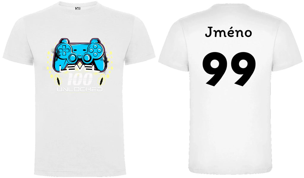 PÁNSKÉ TRIČKO s motivem NAROZENINY LEVEL UNLOCKED (vložíte věk)
