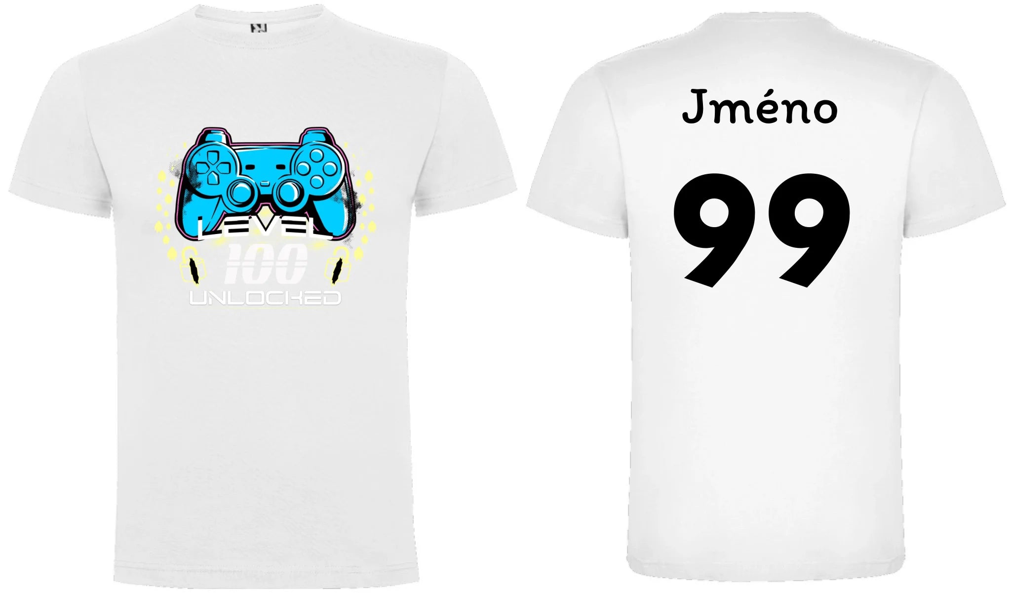 PÁNSKÉ TRIČKO s motivem NAROZENINY LEVEL UNLOCKED (vložíte věk)