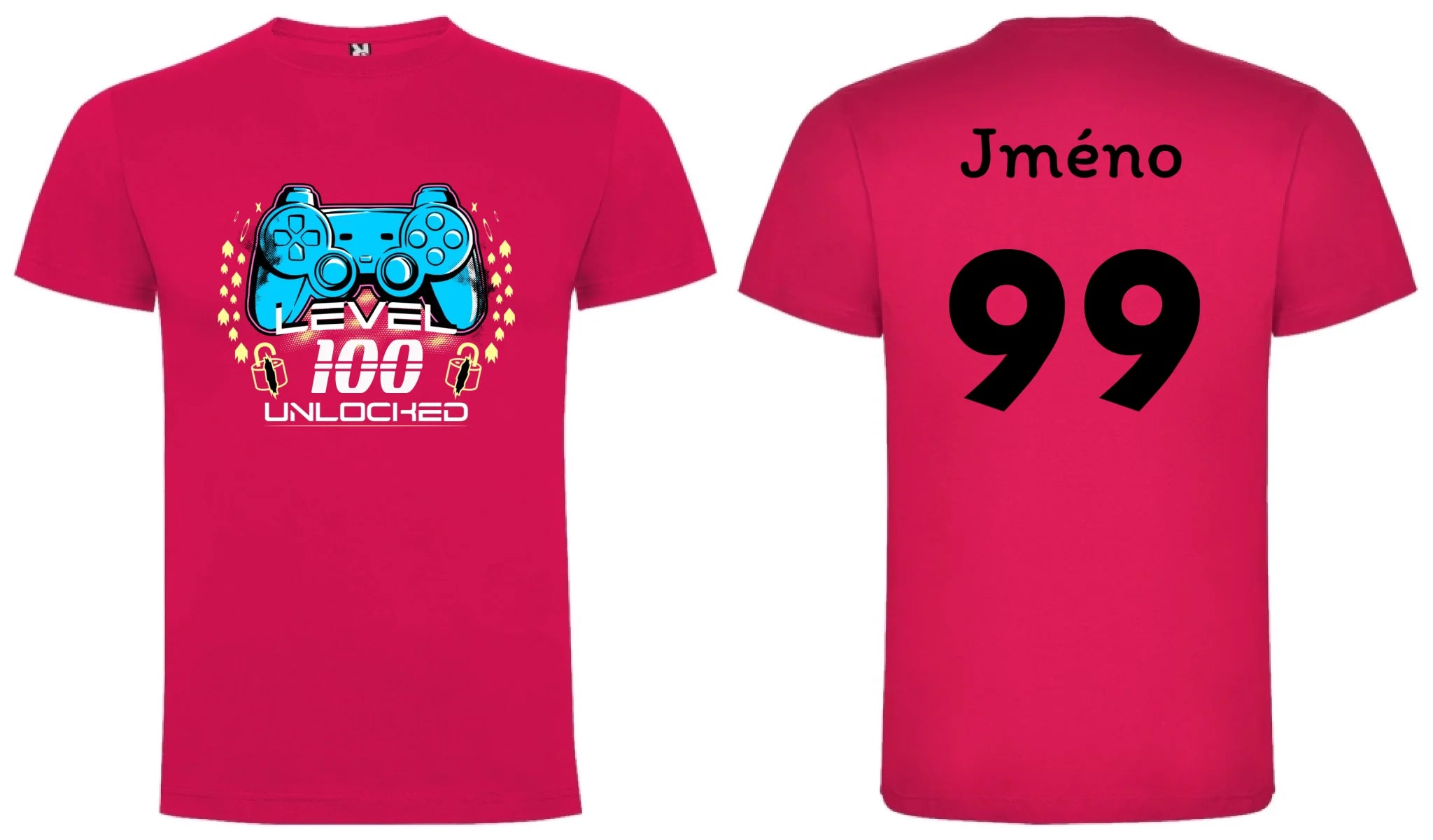 PÁNSKÉ TRIČKO s motivem NAROZENINY LEVEL UNLOCKED (vložíte věk) oboustranný potisk pánské DOGO Růže