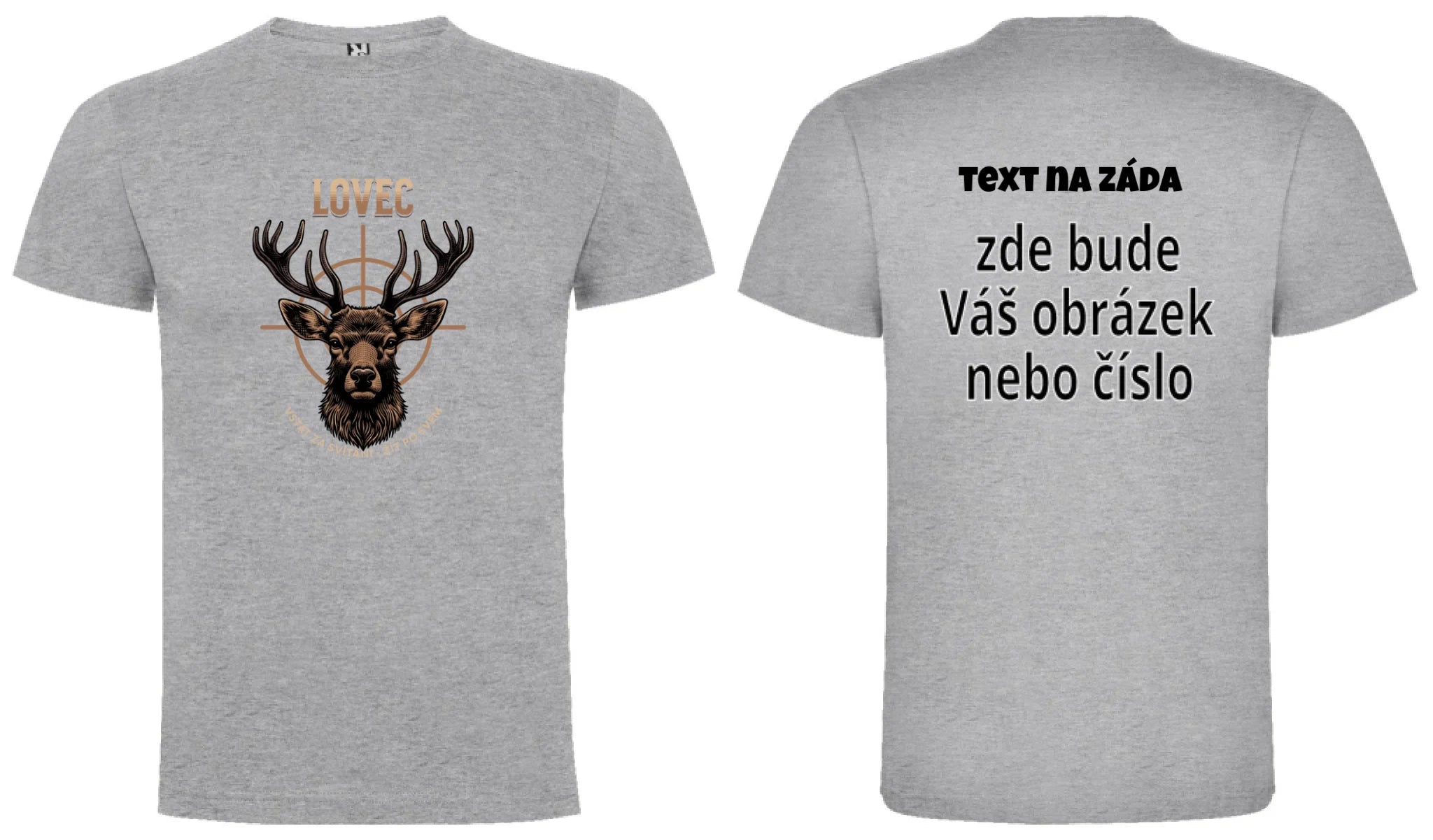PÁNSKÉ TRIČKO s motivem MYSLIVOST LOVEC (výběr z 5+ motivů) oboustranný potisk pánské DOGO Melír