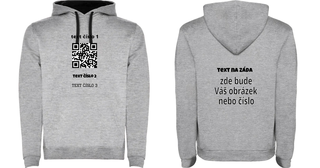 PÁNSKÁ MIKINA S KAPUCÍ s motivem QR KÓD (vložíte url adresu, můžete vložit vlastní texty)