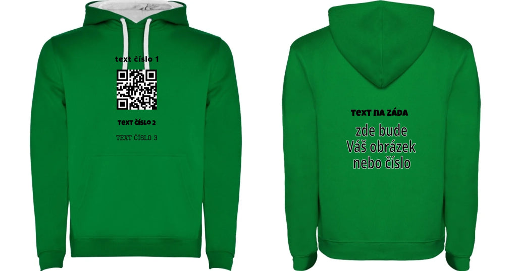 PÁNSKÁ MIKINA S KAPUCÍ s motivem QR KÓD (vložíte url adresu, můžete vložit vlastní texty)