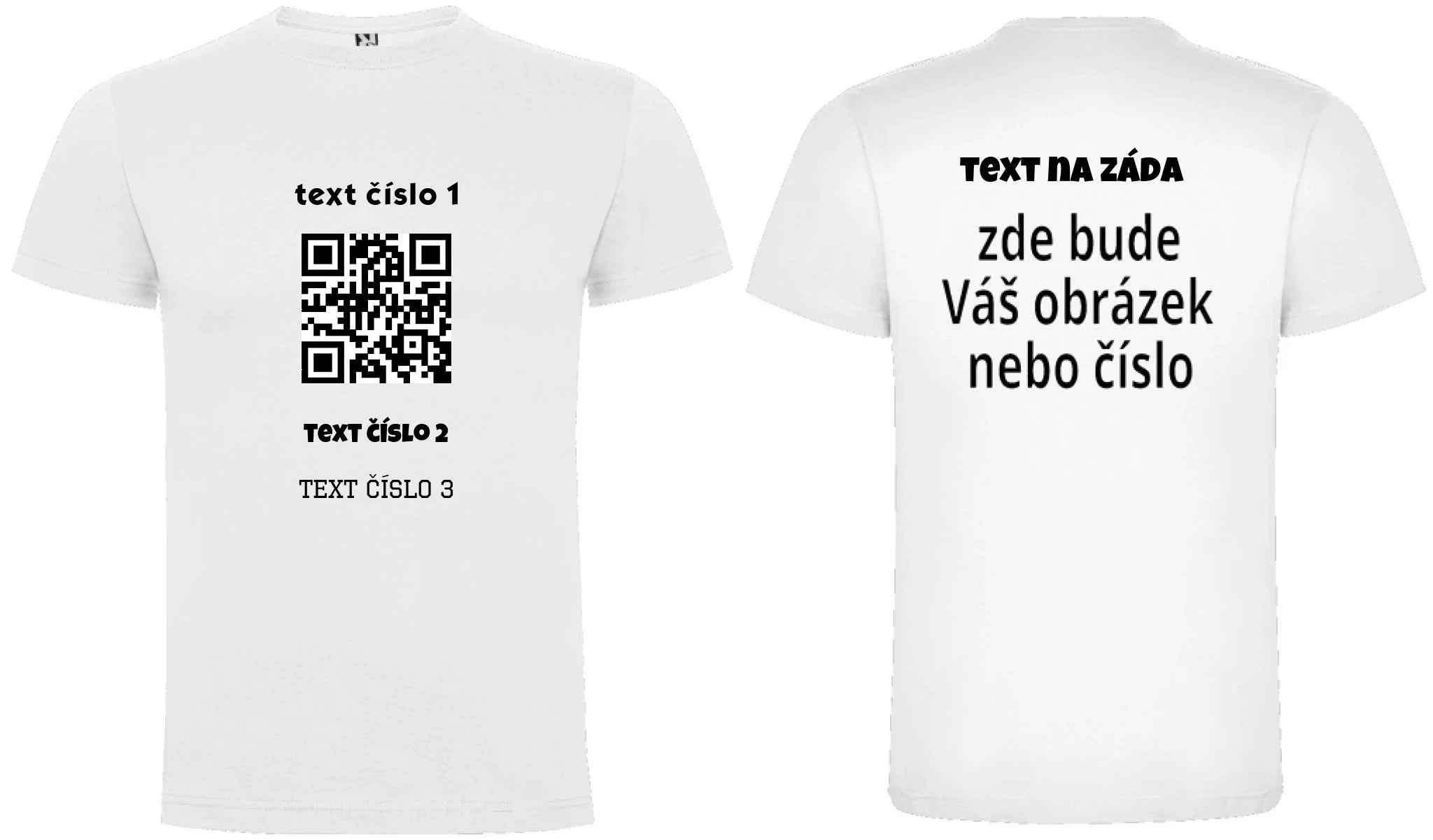PÁNSKÉ TRIČKO s motivem QR KÓD (vložíte url adresu, můžete vložit vlastní texty) oboustranný potisk pánské DOGO Bílá