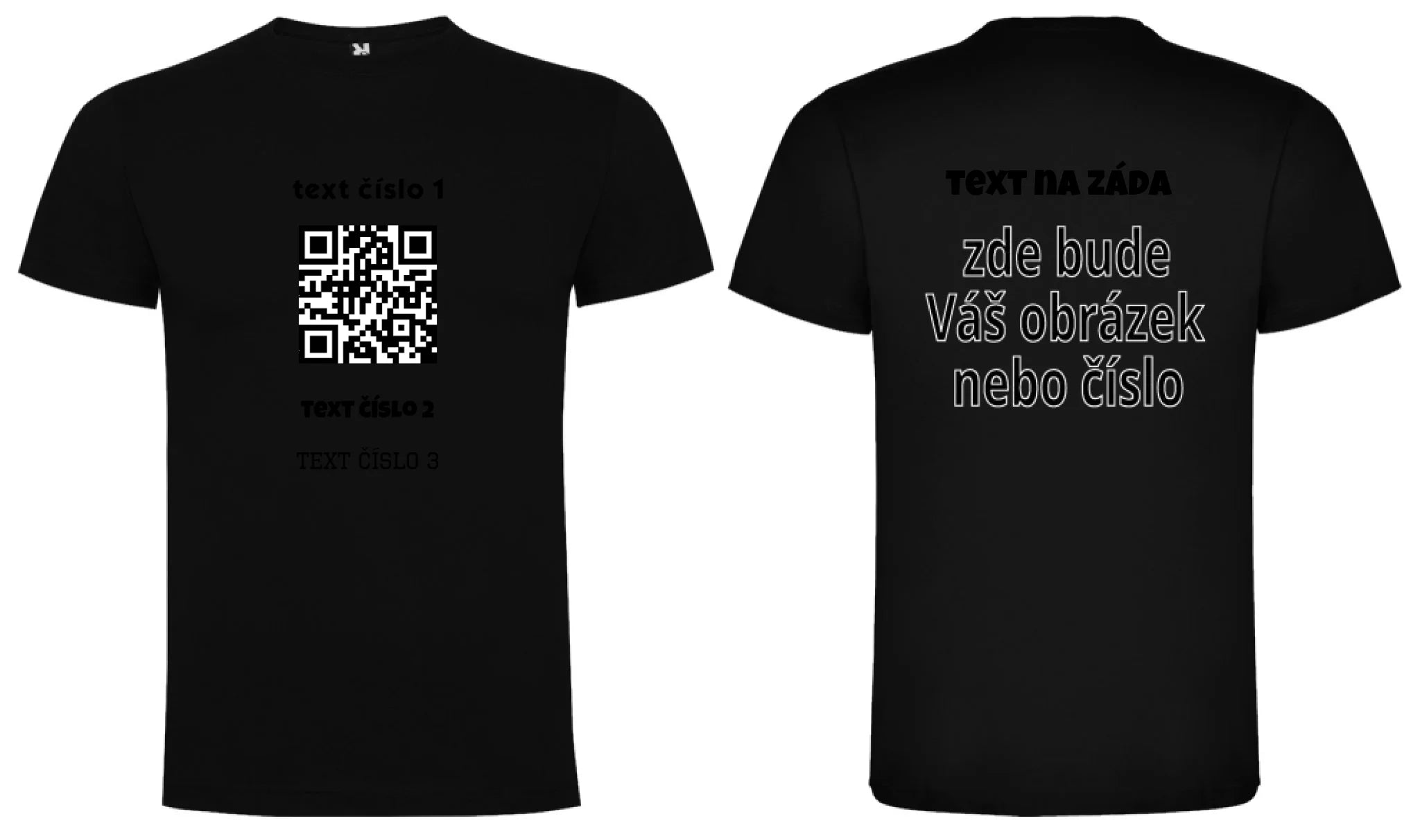 PÁNSKÉ TRIČKO s motivem QR KÓD (vložíte url adresu, můžete vložit vlastní texty) oboustranný potisk pánské DOGO Černá