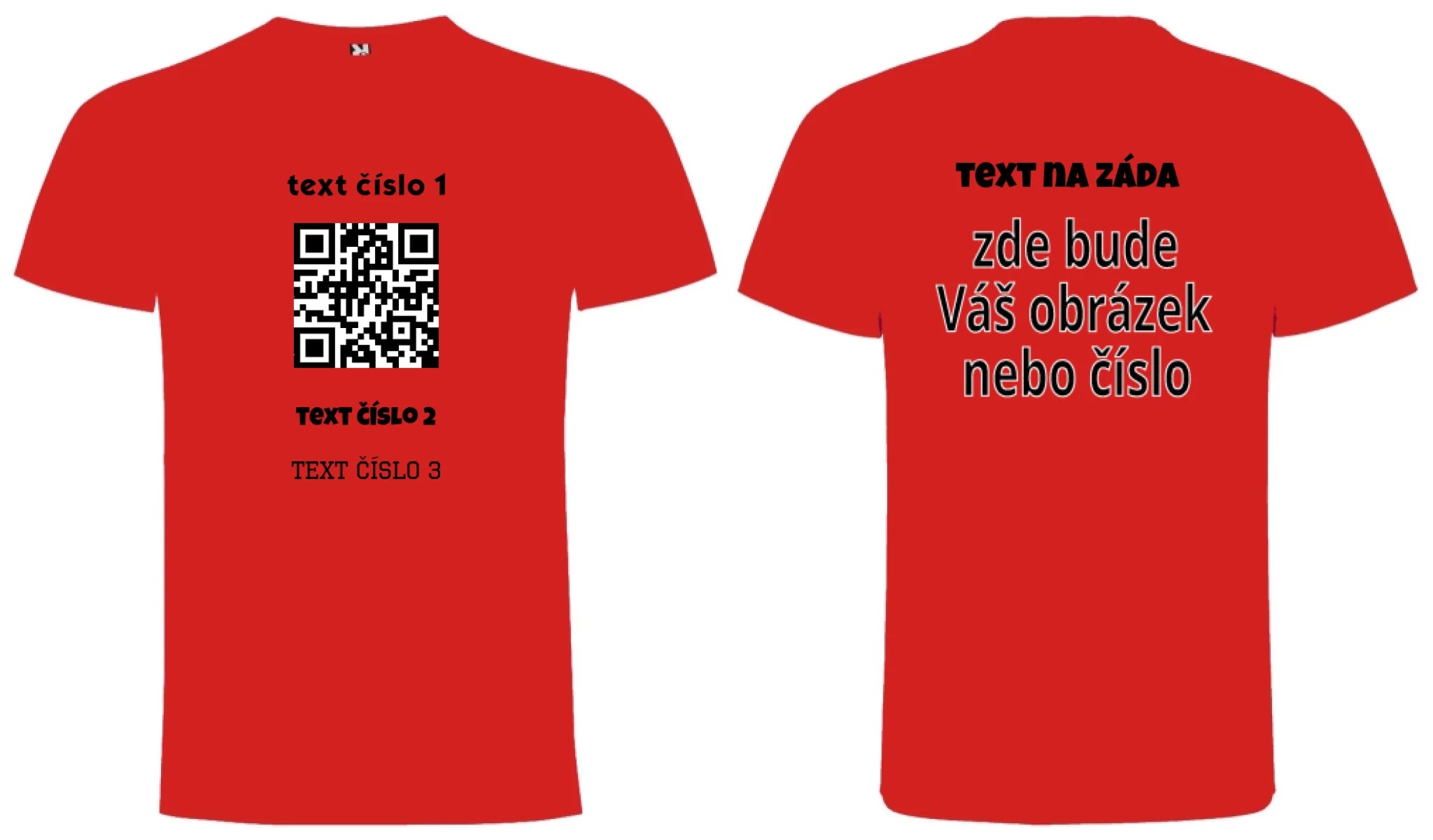 PÁNSKÉ TRIČKO s motivem QR KÓD (vložíte url adresu, můžete vložit vlastní texty) oboustranný potisk pánské DOGO Červená