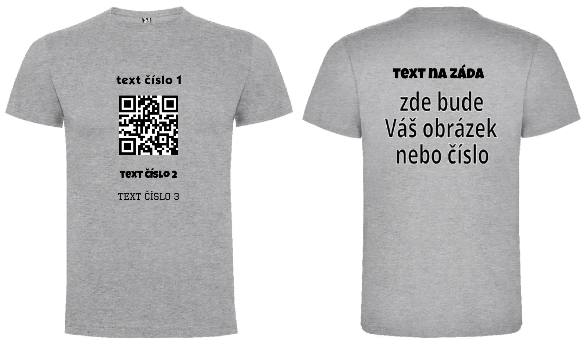 PÁNSKÉ TRIČKO s motivem QR KÓD (vložíte url adresu, můžete vložit vlastní texty) oboustranný potisk pánské DOGO Melír