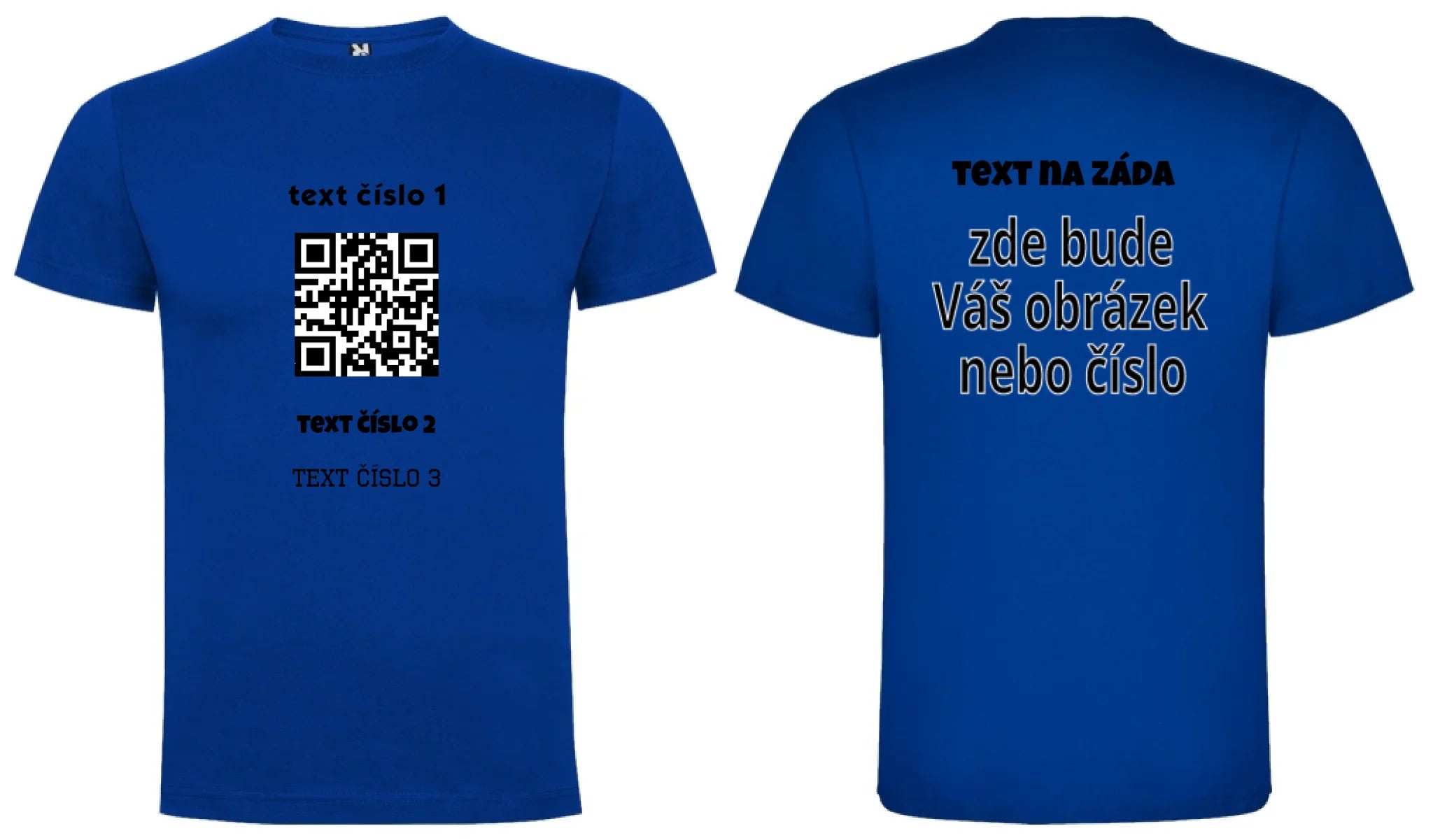 PÁNSKÉ TRIČKO s motivem QR KÓD (vložíte url adresu, můžete vložit vlastní texty) oboustranný potisk pánské DOGO Modrá