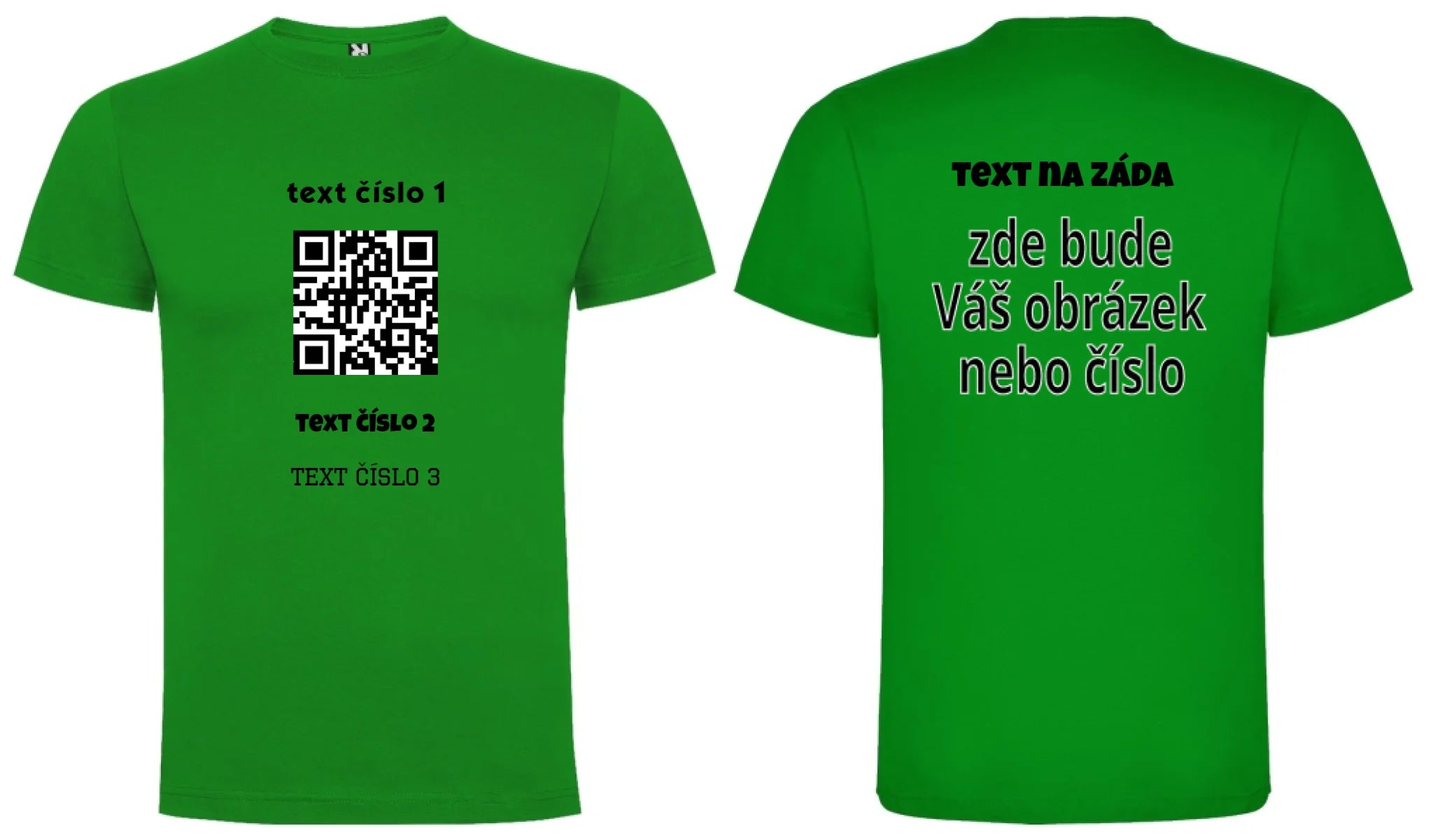 PÁNSKÉ TRIČKO s motivem QR KÓD (vložíte url adresu, můžete vložit vlastní texty) oboustranný potisk pánské DOGO Zelená