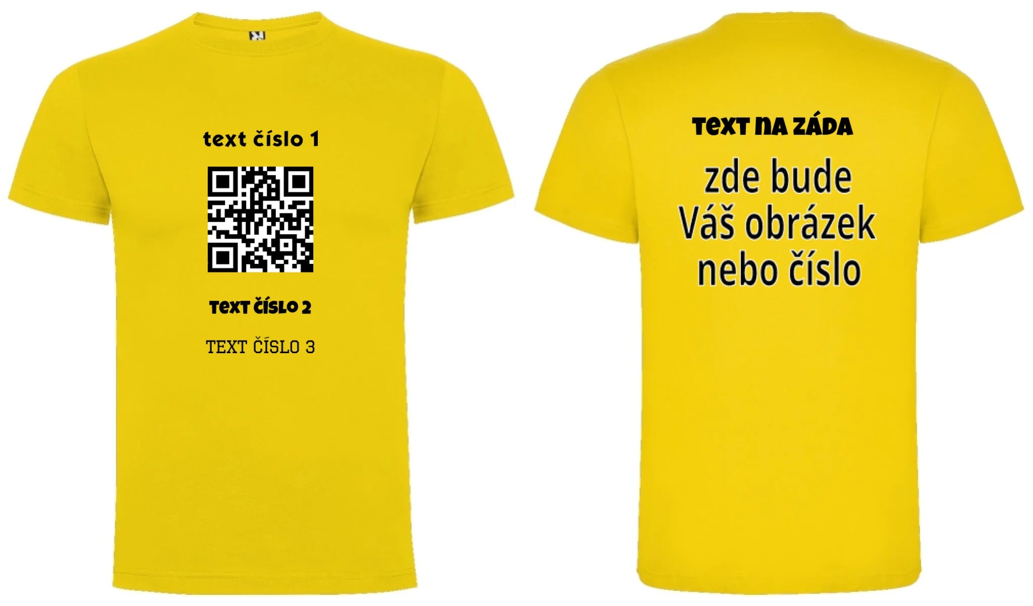 PÁNSKÉ TRIČKO s motivem QR KÓD (vložíte url adresu, můžete vložit vlastní texty) oboustranný potisk pánské DOGO Žlutá