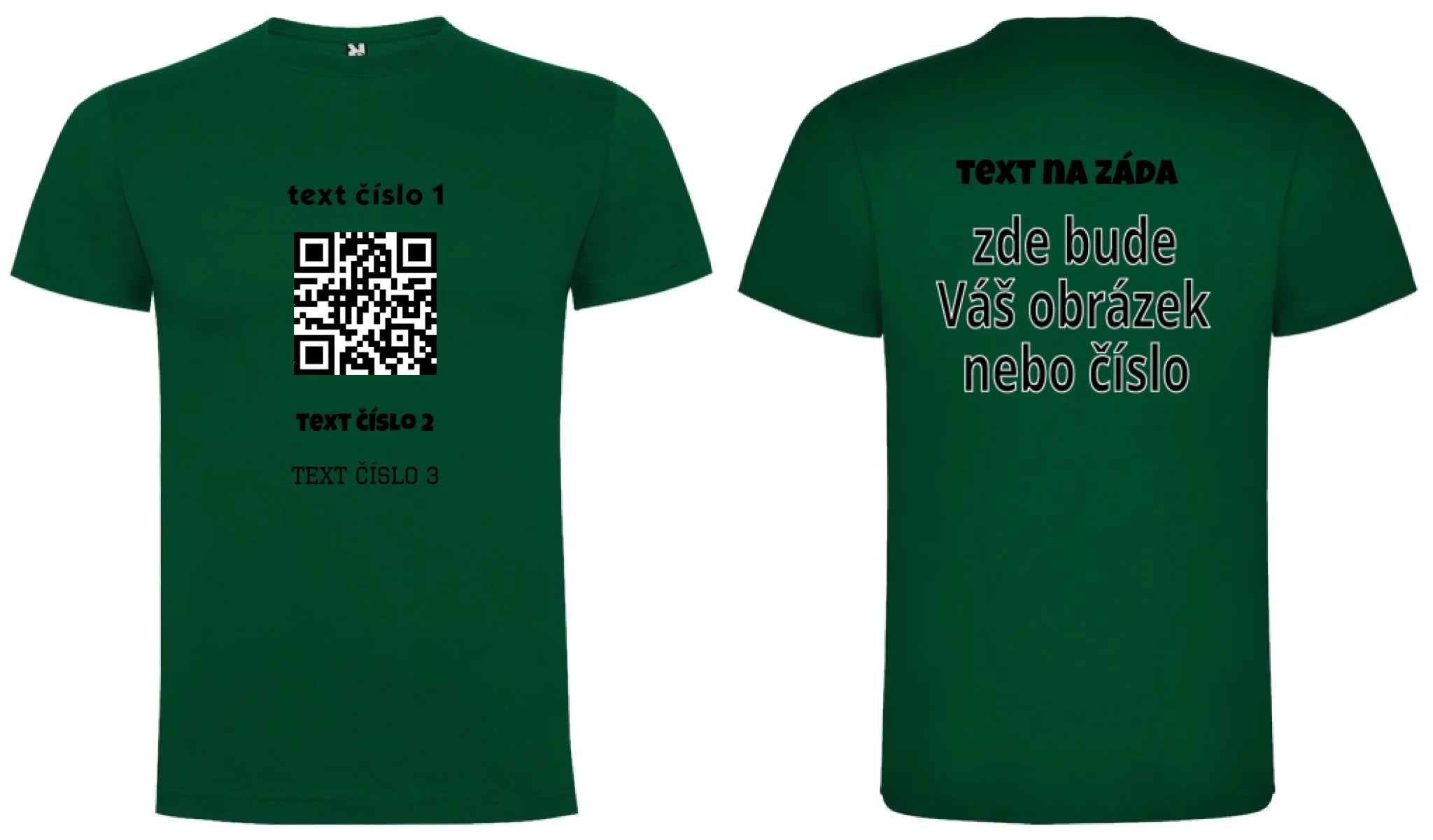 PÁNSKÉ TRIČKO s motivem QR KÓD (vložíte url adresu, můžete vložit vlastní texty) oboustranný potisk pánské DOGO Tmavě zelená