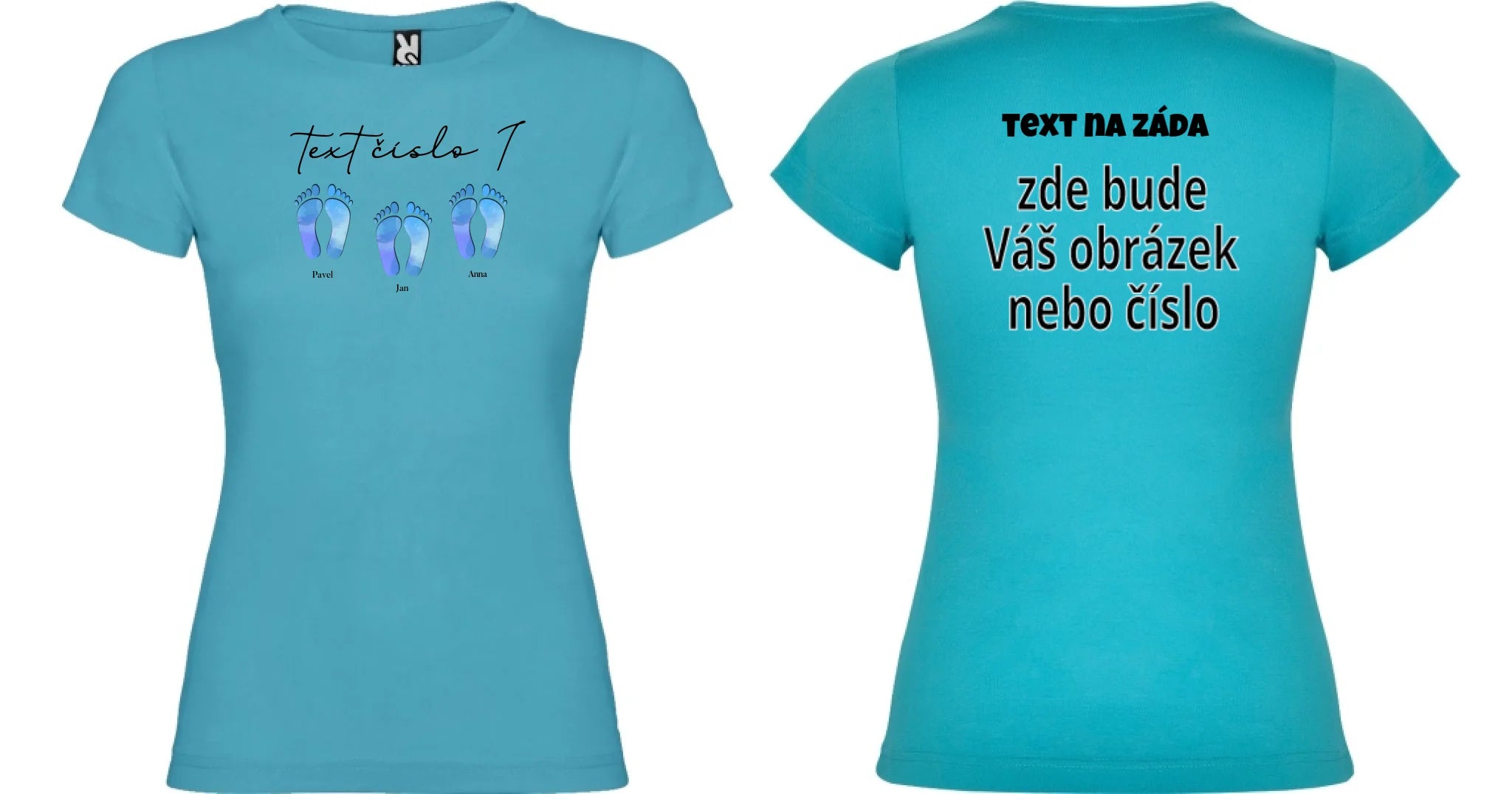 DÍVČÍ TRIČKO s motivem NAŠE STOPY (vložíte jména)