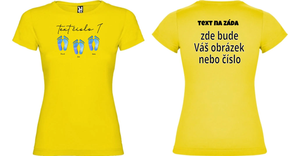 DÍVČÍ TRIČKO s motivem NAŠE STOPY (vložíte jména)