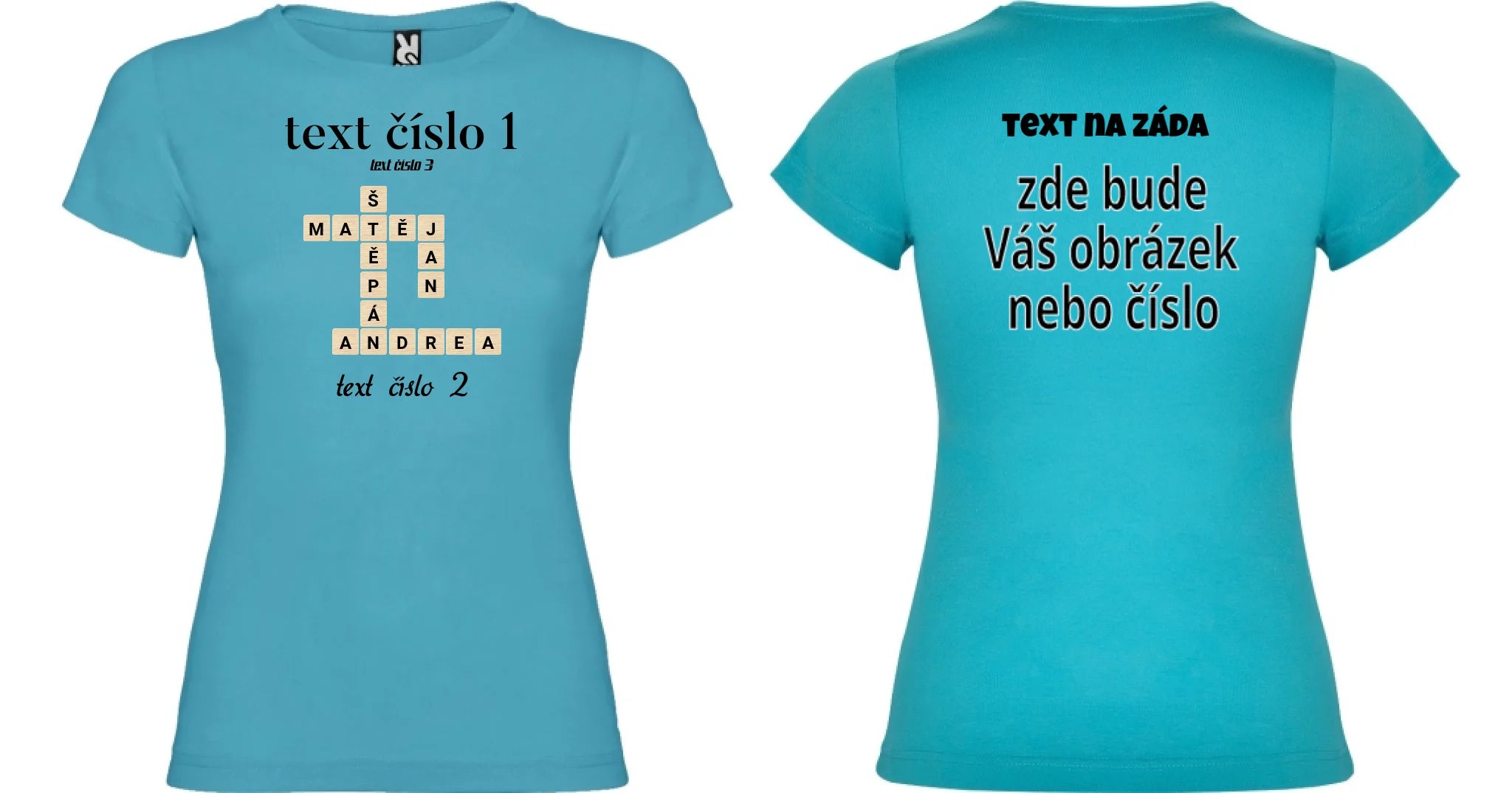 DÍVĆÍ TRIČKO s motivem SCRABLE (vložíte jména, doplníte texty)