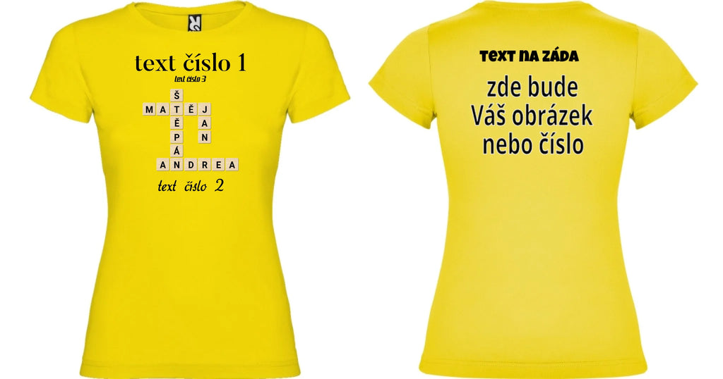 DÍVĆÍ TRIČKO s motivem SCRABLE (vložíte jména, doplníte texty)