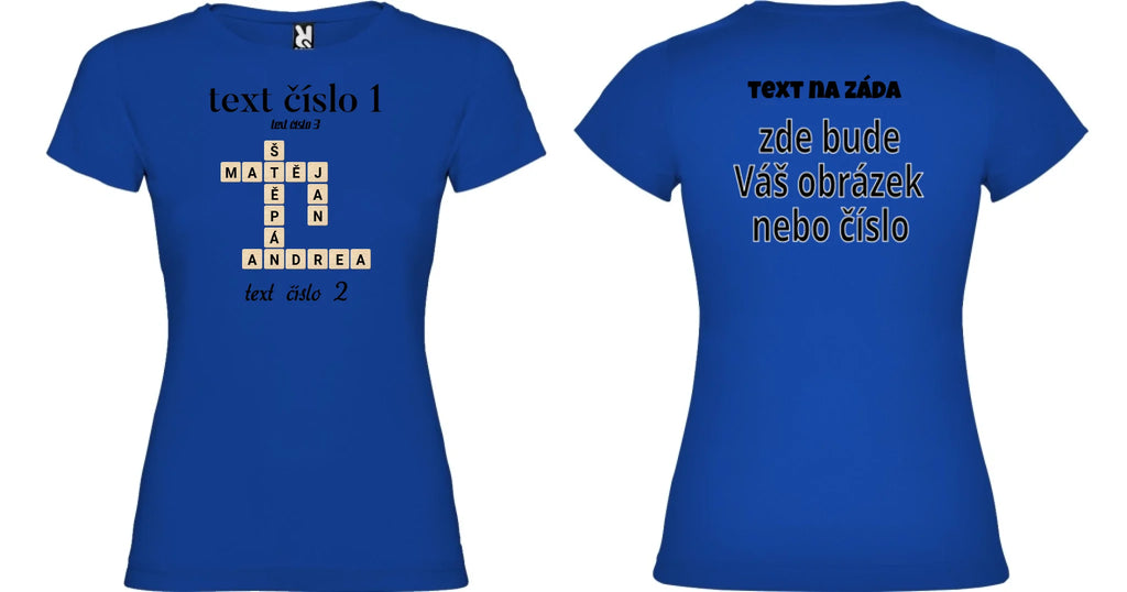 DÍVĆÍ TRIČKO s motivem SCRABLE (vložíte jména, doplníte texty)
