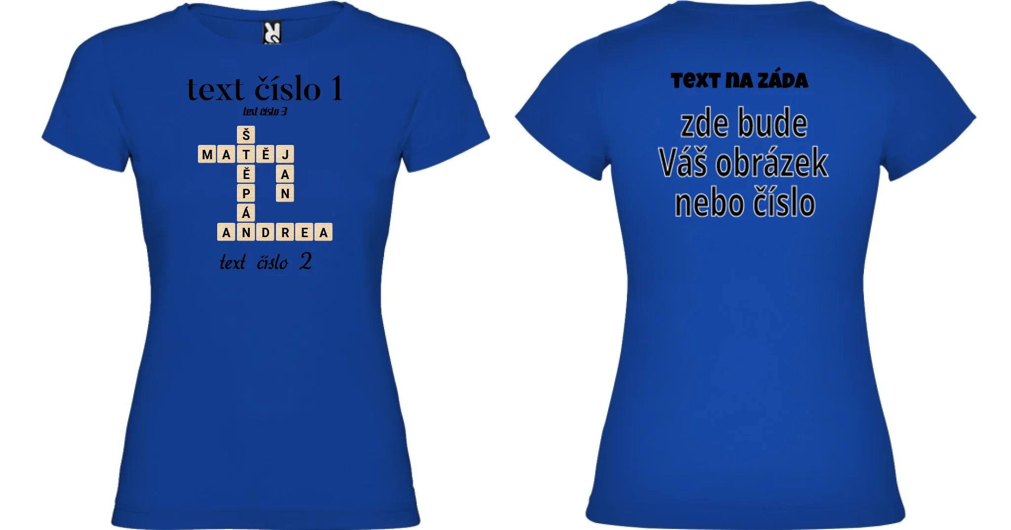 DÍVĆÍ TRIČKO s motivem SCRABLE (vložíte jména, doplníte texty)