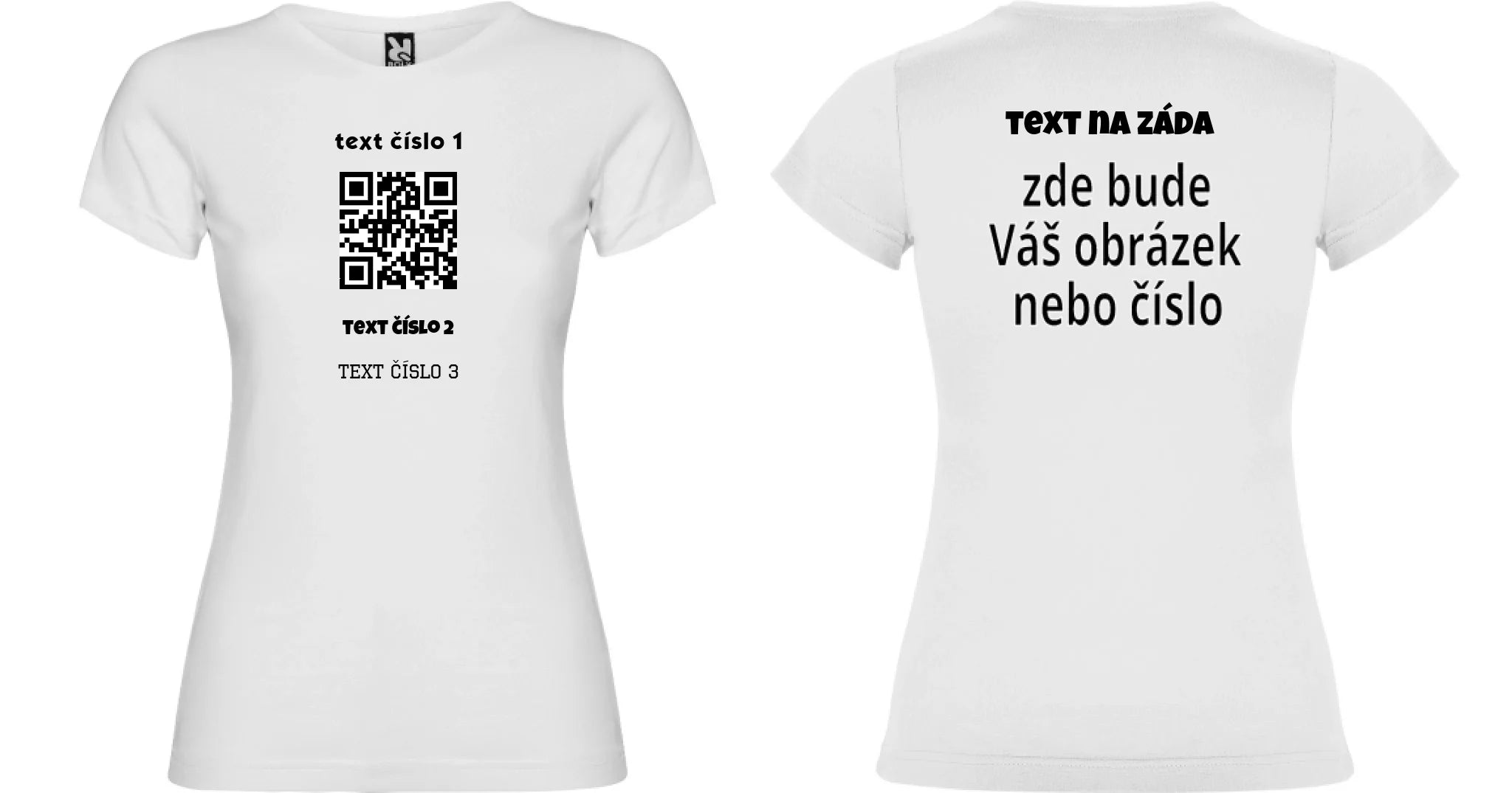 DÁMSKÉ TRIČKO s motivem QR KÓD (vložíte url adresu, můžete vložit vlastní texty) oboustranný potisk dámské jamaica Bílá